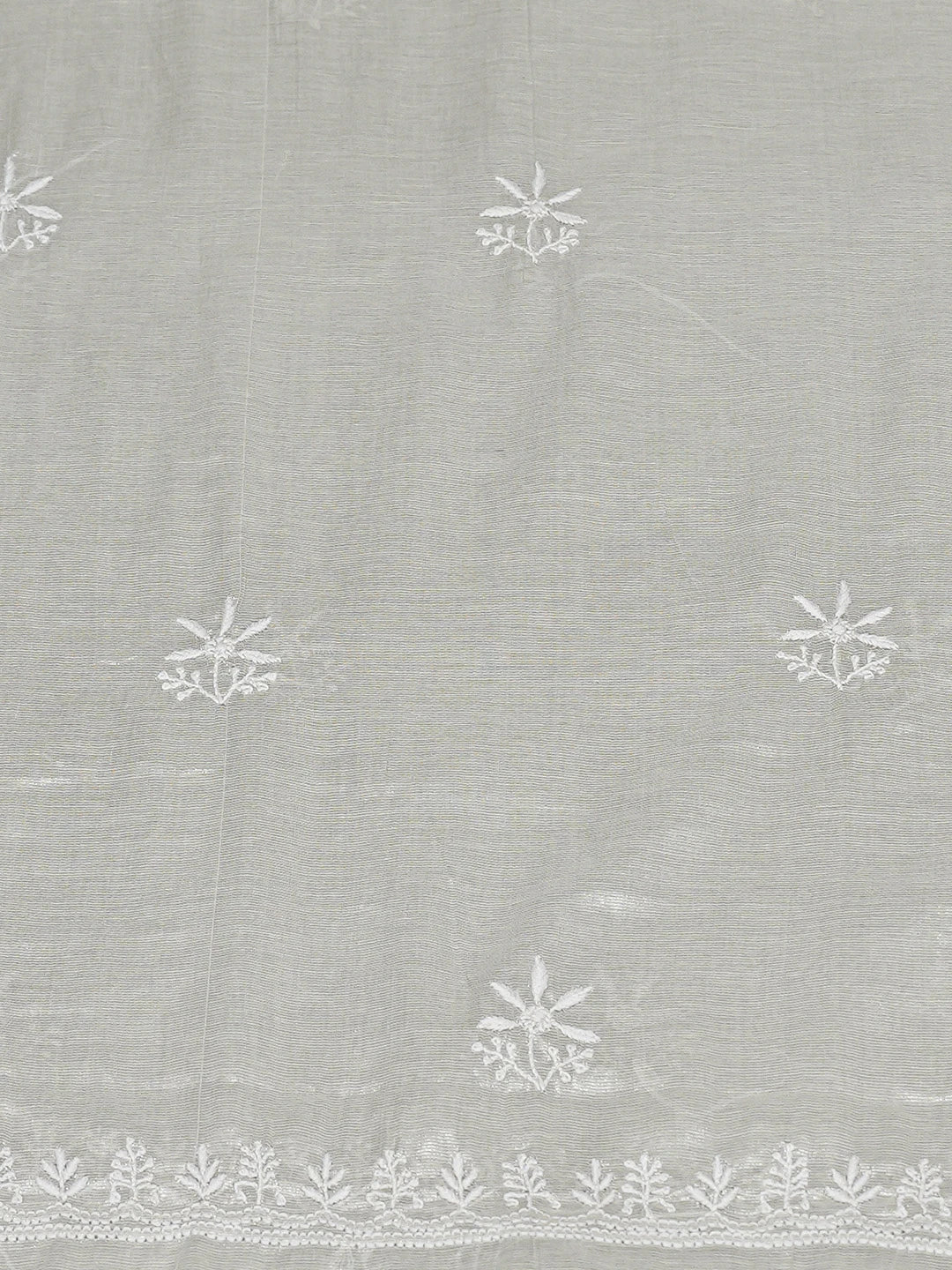 Ada Hand Embroidered Silver Tissue Lucknowi Chikankari Unstitched Kurta Dupatta Set 01A788959