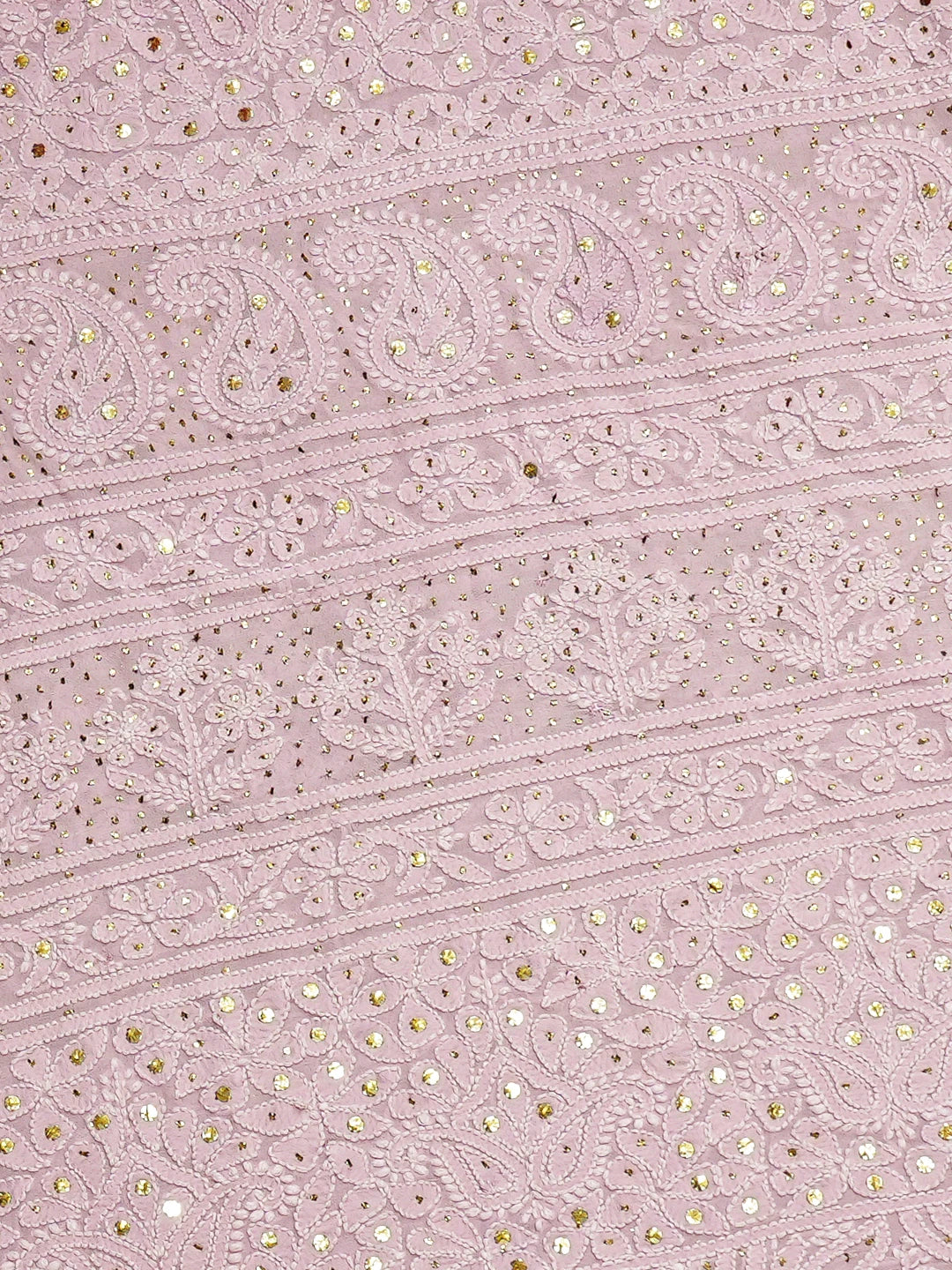 Ada Hand Embroidered Pink Viscose Georgette Lucknowi Chikankari Saree and Blouse With Muqaish Work 01A768728
