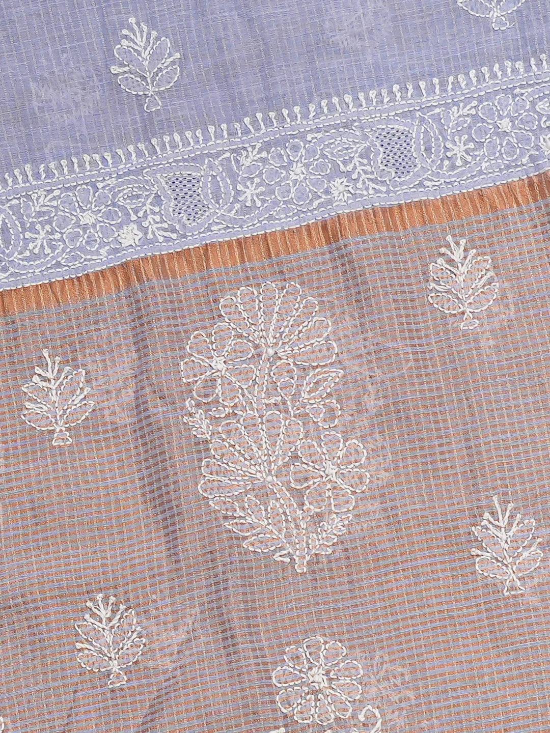 Ada Hand Embroidered Mauve Chanderi Lucknowi Chikankari Saree and Blouse 01A776525