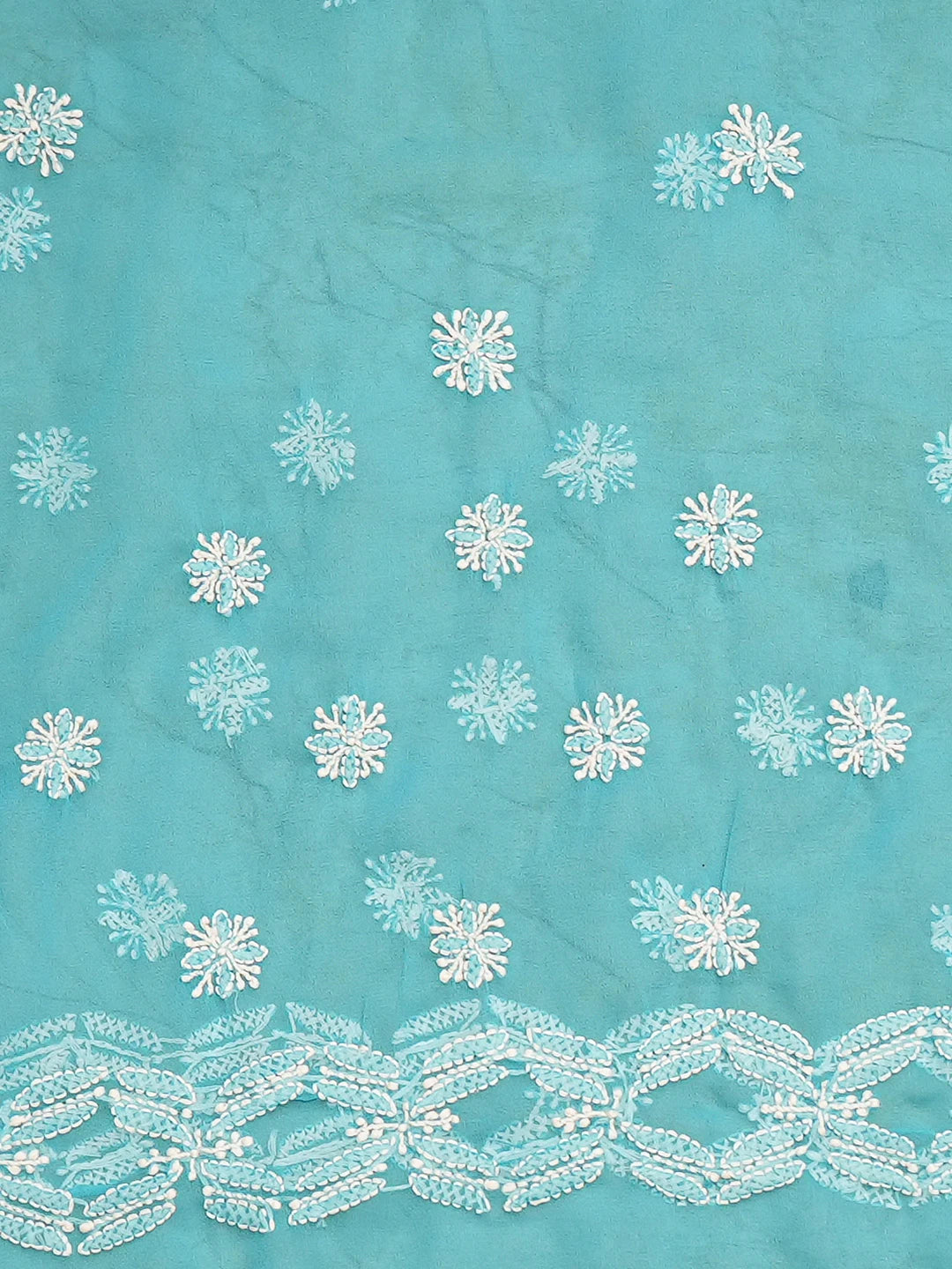 Ada Hand Embroidered Blue Georgette Lucknowi Chikankari Saree and Blouse 01A635372