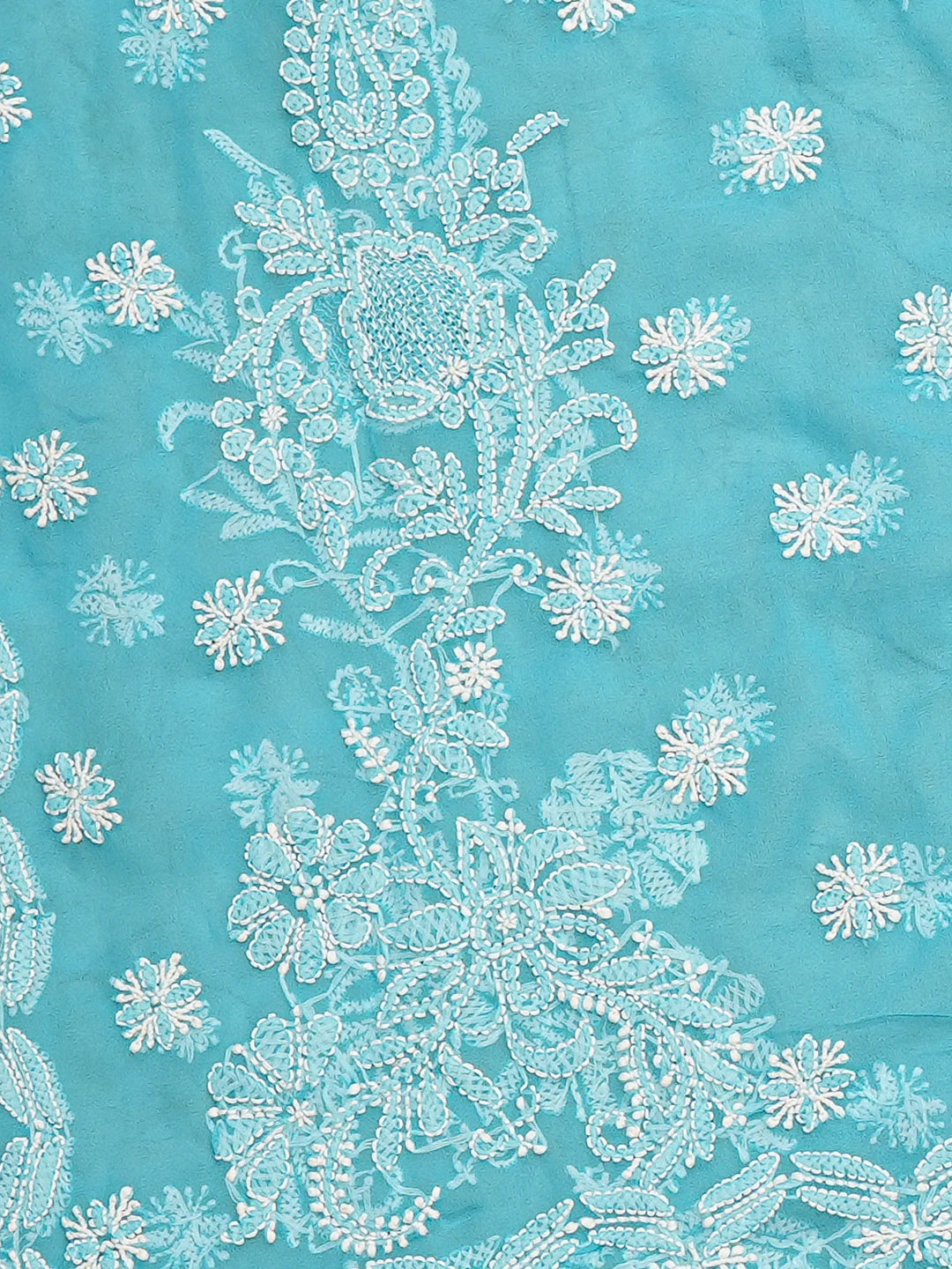 Ada Hand Embroidered Blue Georgette Lucknowi Chikankari Saree and Blouse 01A635372