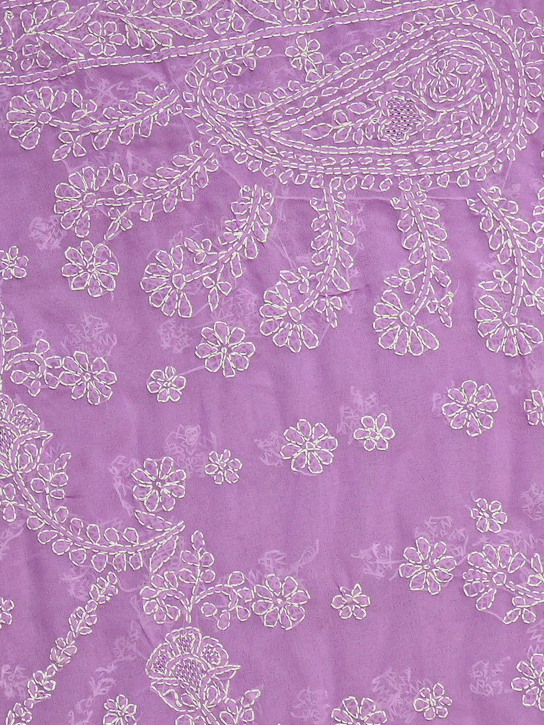 Ada Hand Embroidered Lavender Georgette Lucknowi Chikankari Saree and Blouse 01A770122