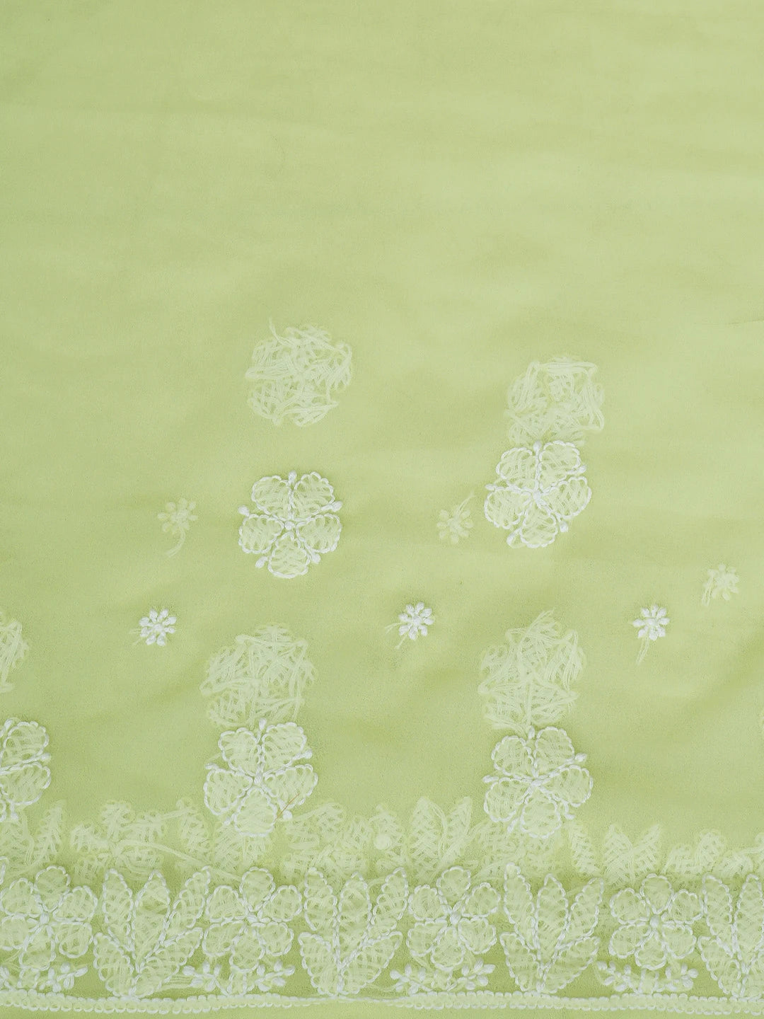 Ada Hand Embroidered Lemon Georgette Lucknowi Chikankari Saree and Blouse 01A782737