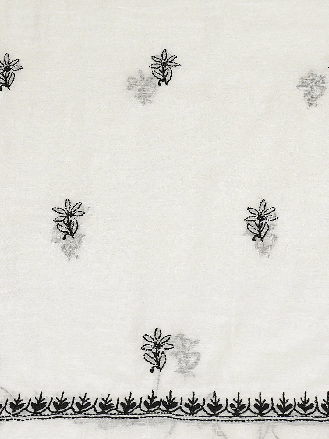 Ada Hand Embroidered White Chanderi Lucknowi Chikankari Unstitched Kurta Dupatta Set 01A789499