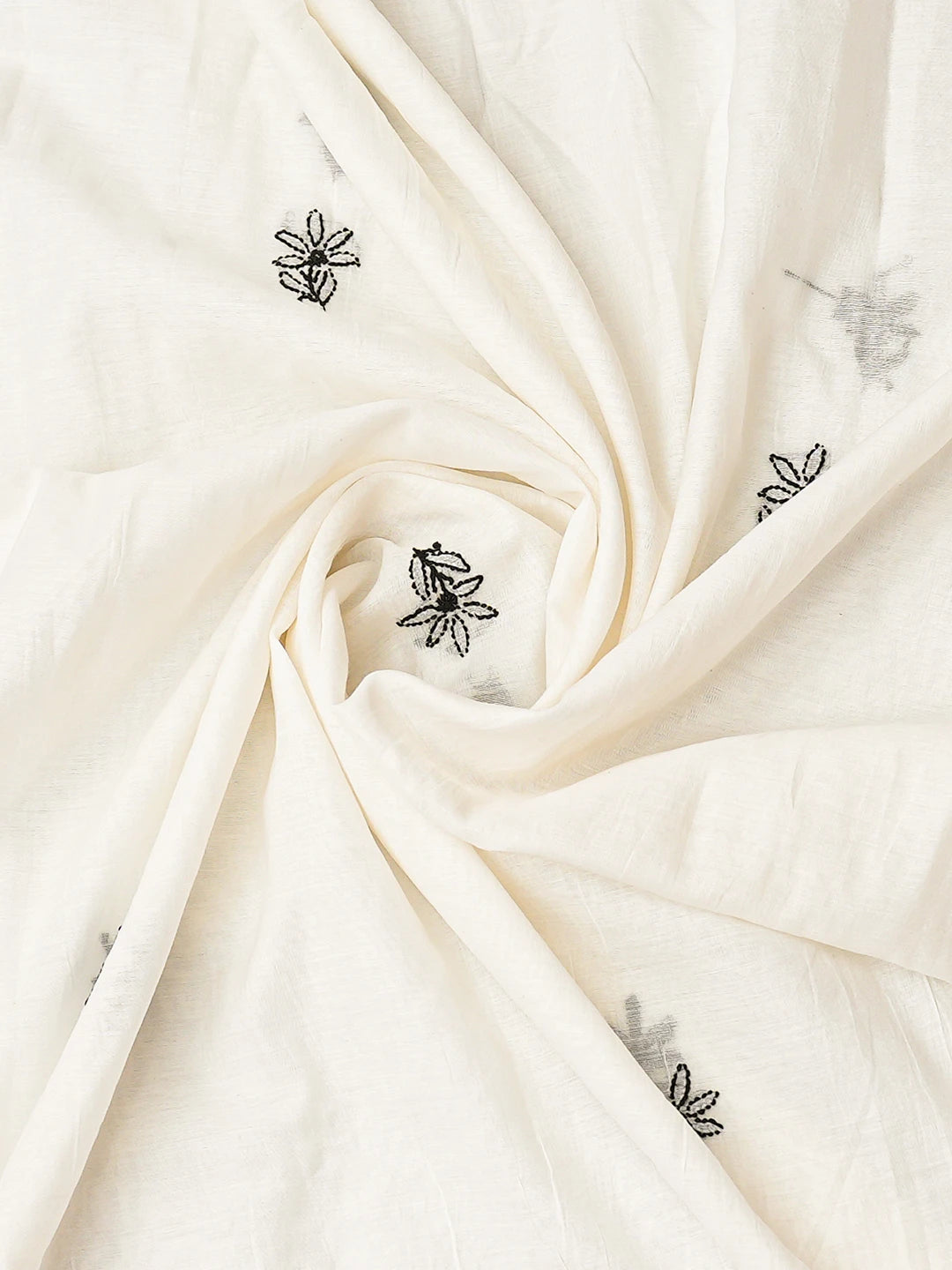 Ada Hand Embroidered White Chanderi Lucknowi Chikankari Unstitched Kurta Dupatta Set 01A789499