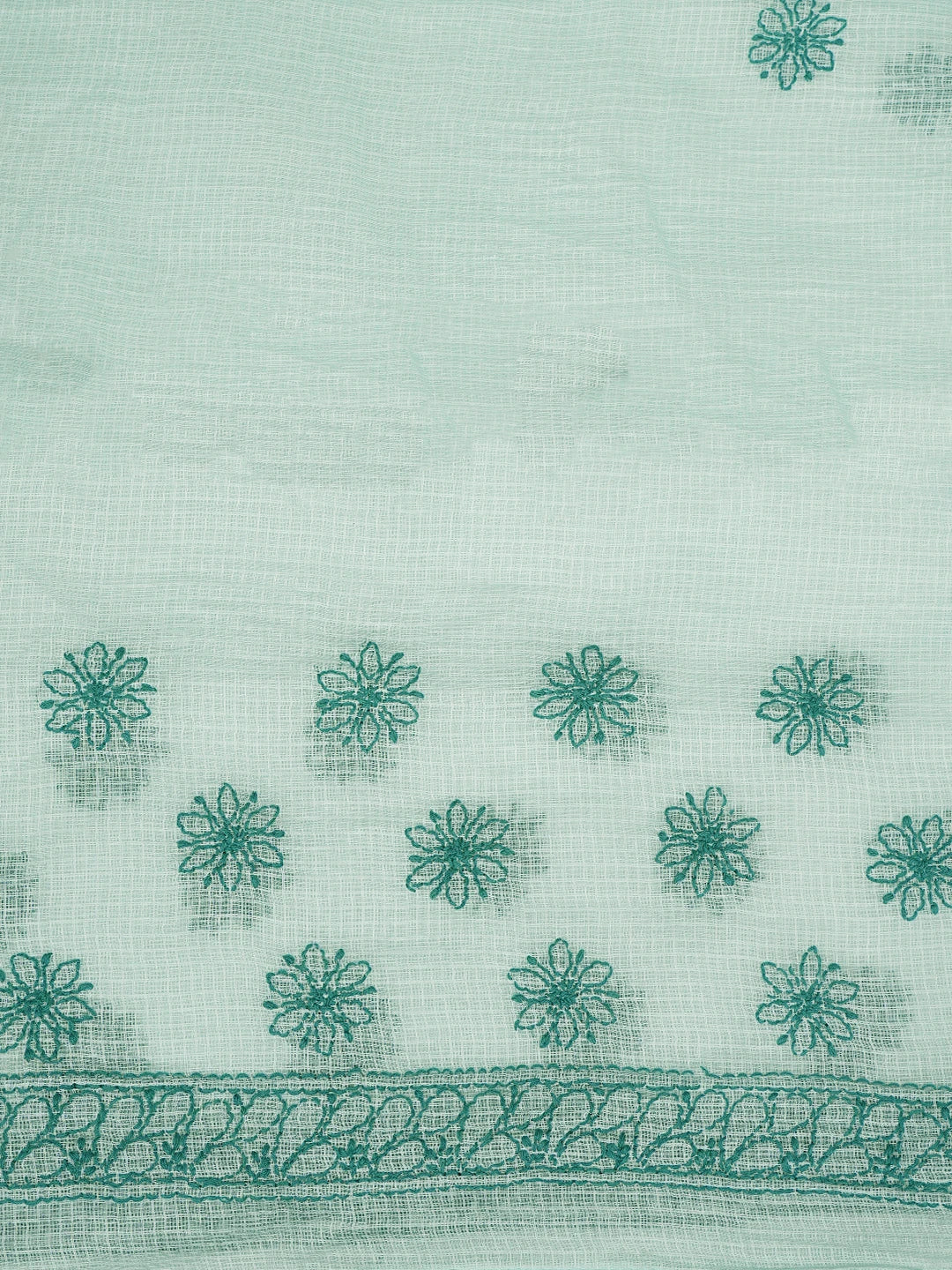 Ada Hand Embroidered Sea Green Kota Lucknowi Chikankari Saree and Blouse 01A778026