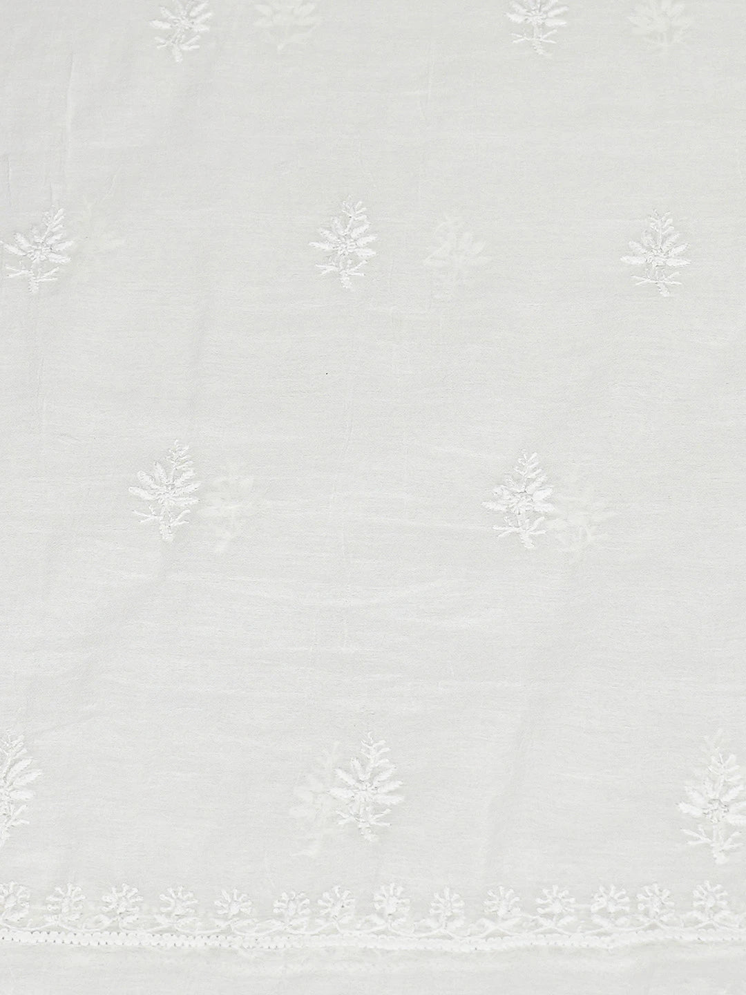 Ada Hand Embroidered White Chanderi Lucknowi Chikankari Unstitched Kurta Dupatta Set 01A789513