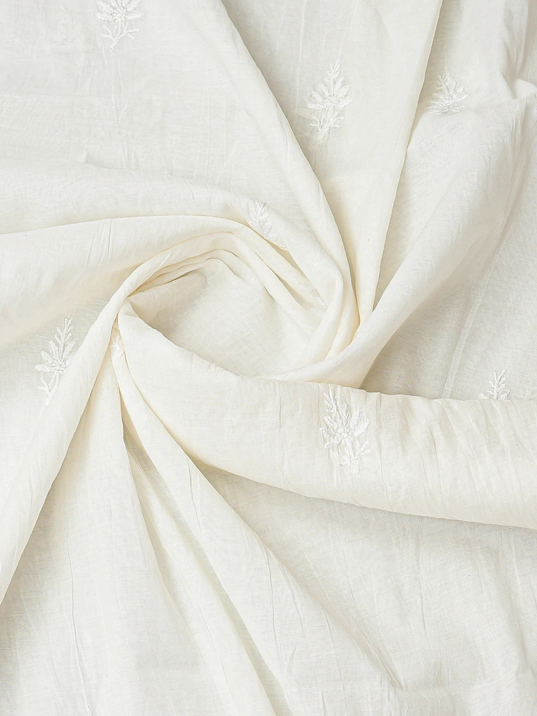 Ada Hand Embroidered White Chanderi Lucknowi Chikankari Unstitched Kurta Dupatta Set 01A789513
