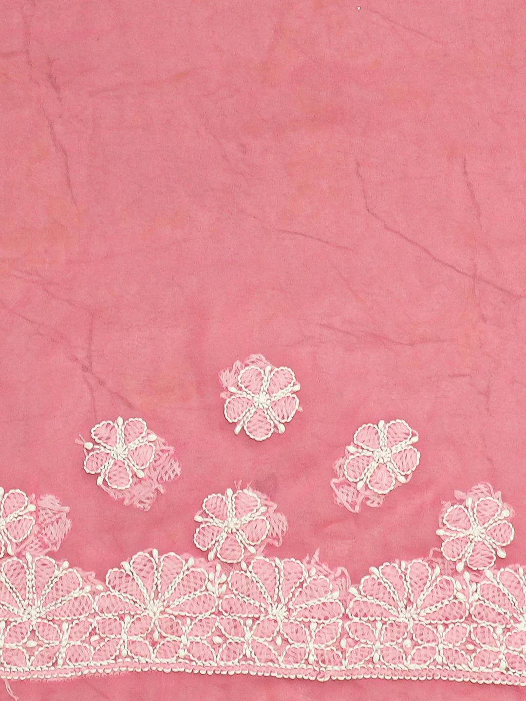Ada Hand Embroidered Onion Pink Georgette Lucknowi Chikankari Saree and Blouse 01A773289