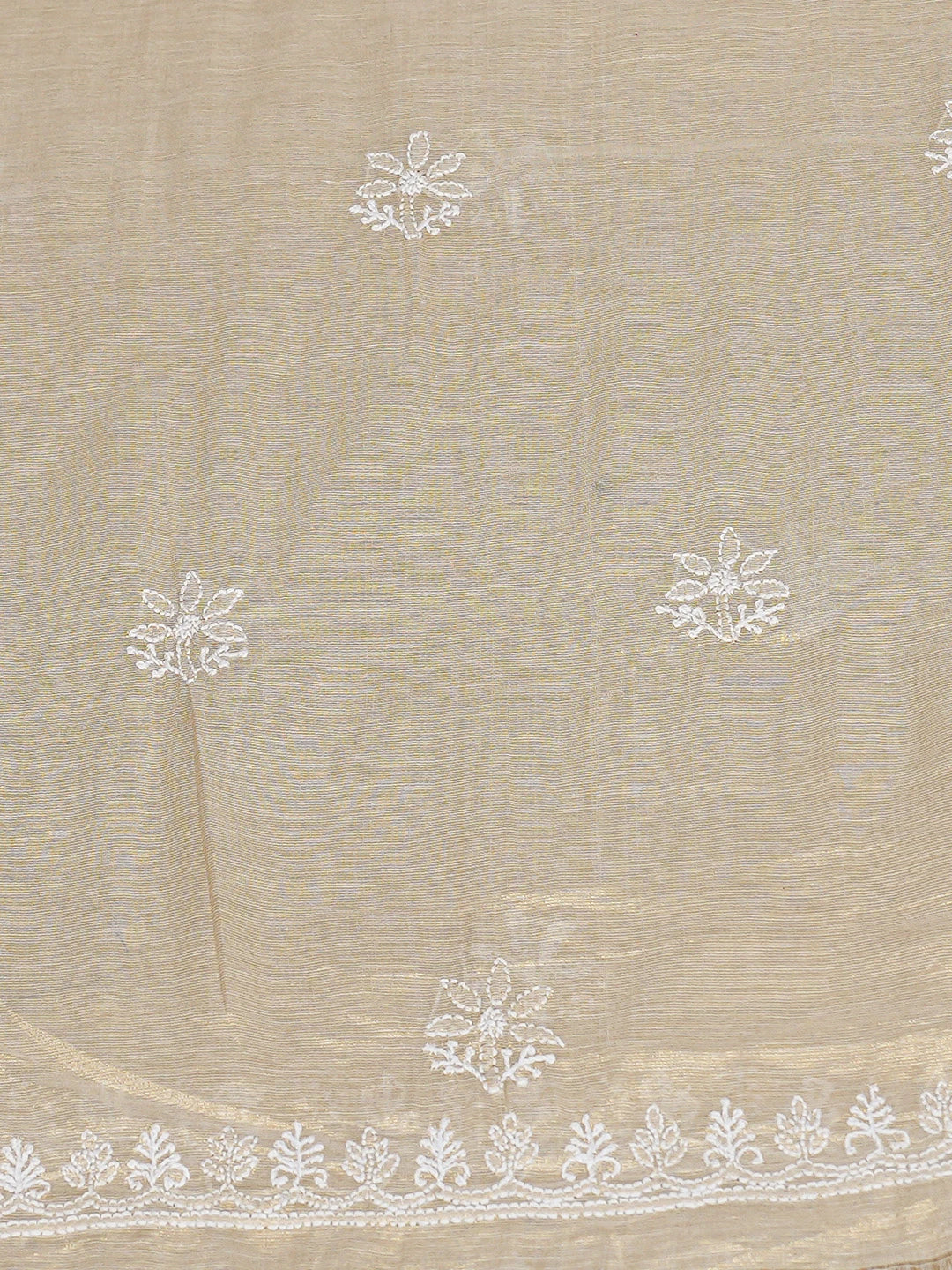 Ada Hand Embroidered Fawn Tissue Lucknowi Chikankari Unstitched Kurta Dupatta Set 01A788930