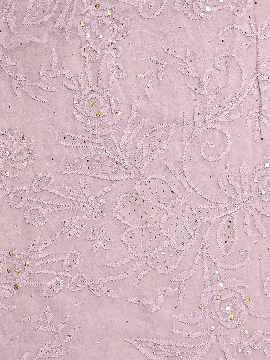 Ada Hand Embroidered Mauve Viscose Georgette Lucknowi Chikankari Saree and Blouse With Muqaish Work 01A761108