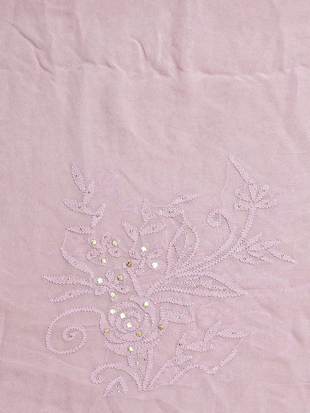 Ada Hand Embroidered Mauve Viscose Georgette Lucknowi Chikankari Saree and Blouse With Muqaish Work 01A761108