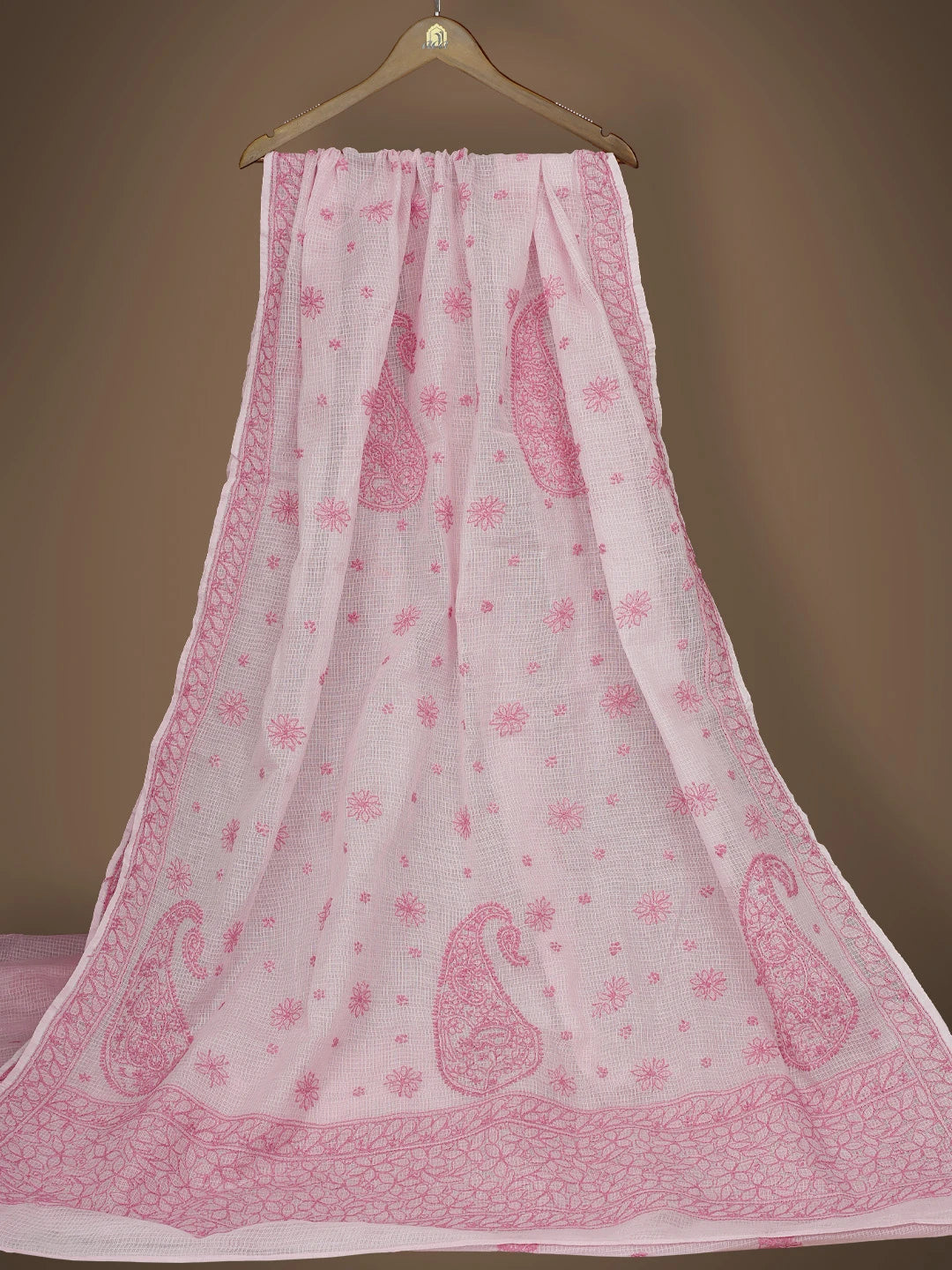Ada Hand Embroidered Pink Kota Lucknowi Chikankari Saree and Blouse 01A778066