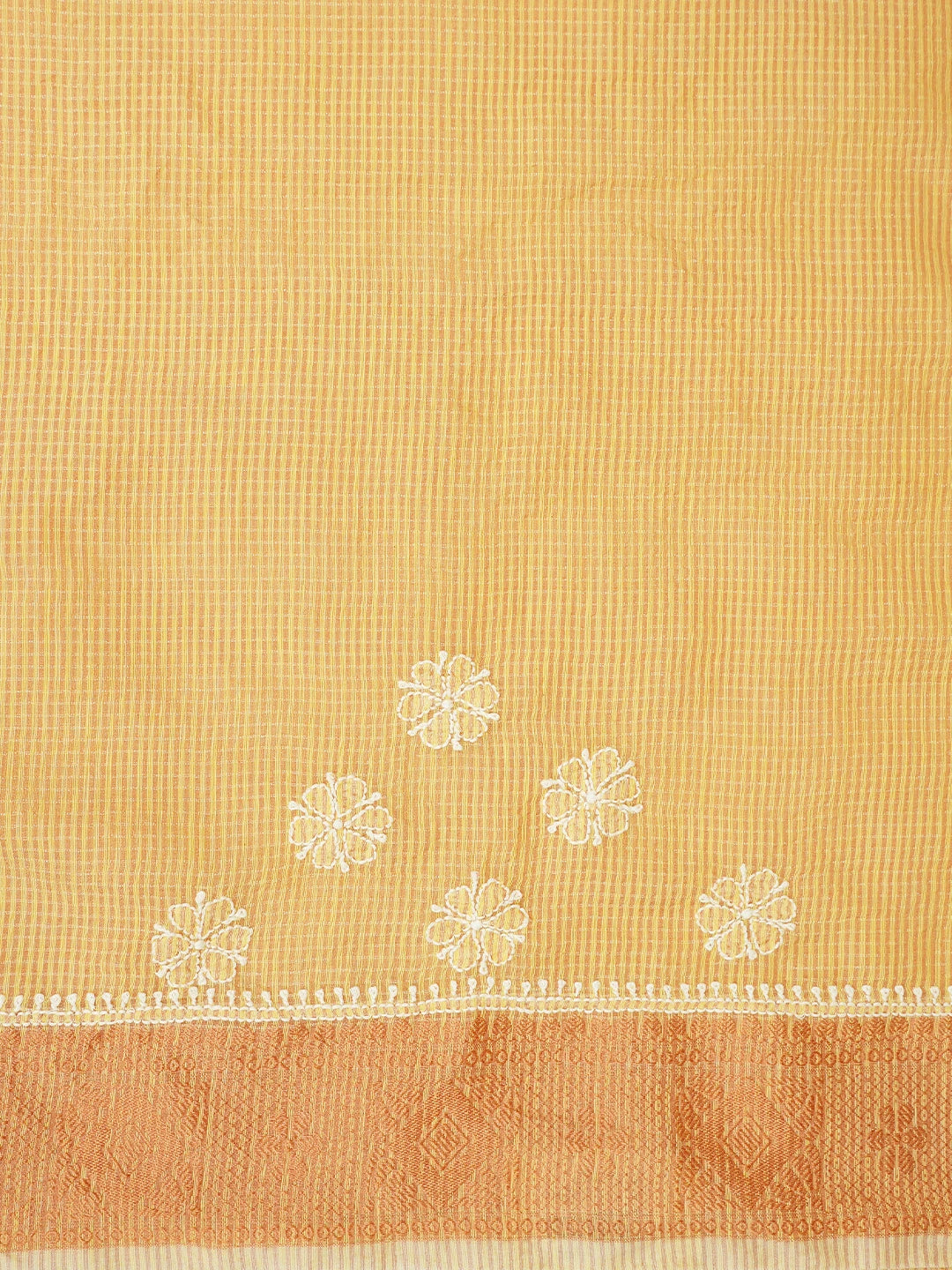 Ada Hand Embroidered Yellow Chanderi Lucknowi Chikankari Saree and Blouse 01A776742