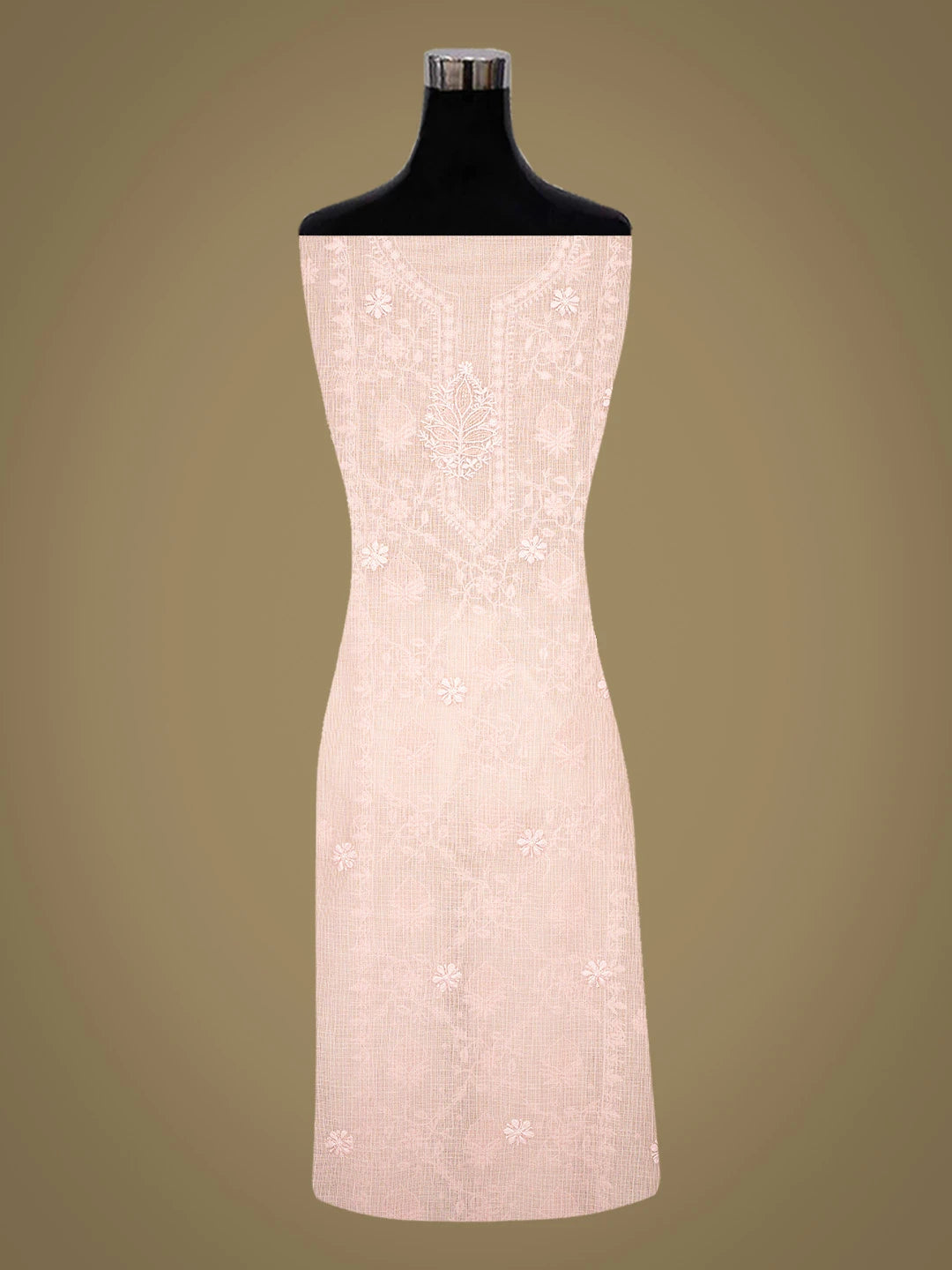 Ada Hand Embroidered Baby Pink Kota Lucknowi Chikankari Unstitched Kurta Dupatta Set With Cutdana Work 01A749510