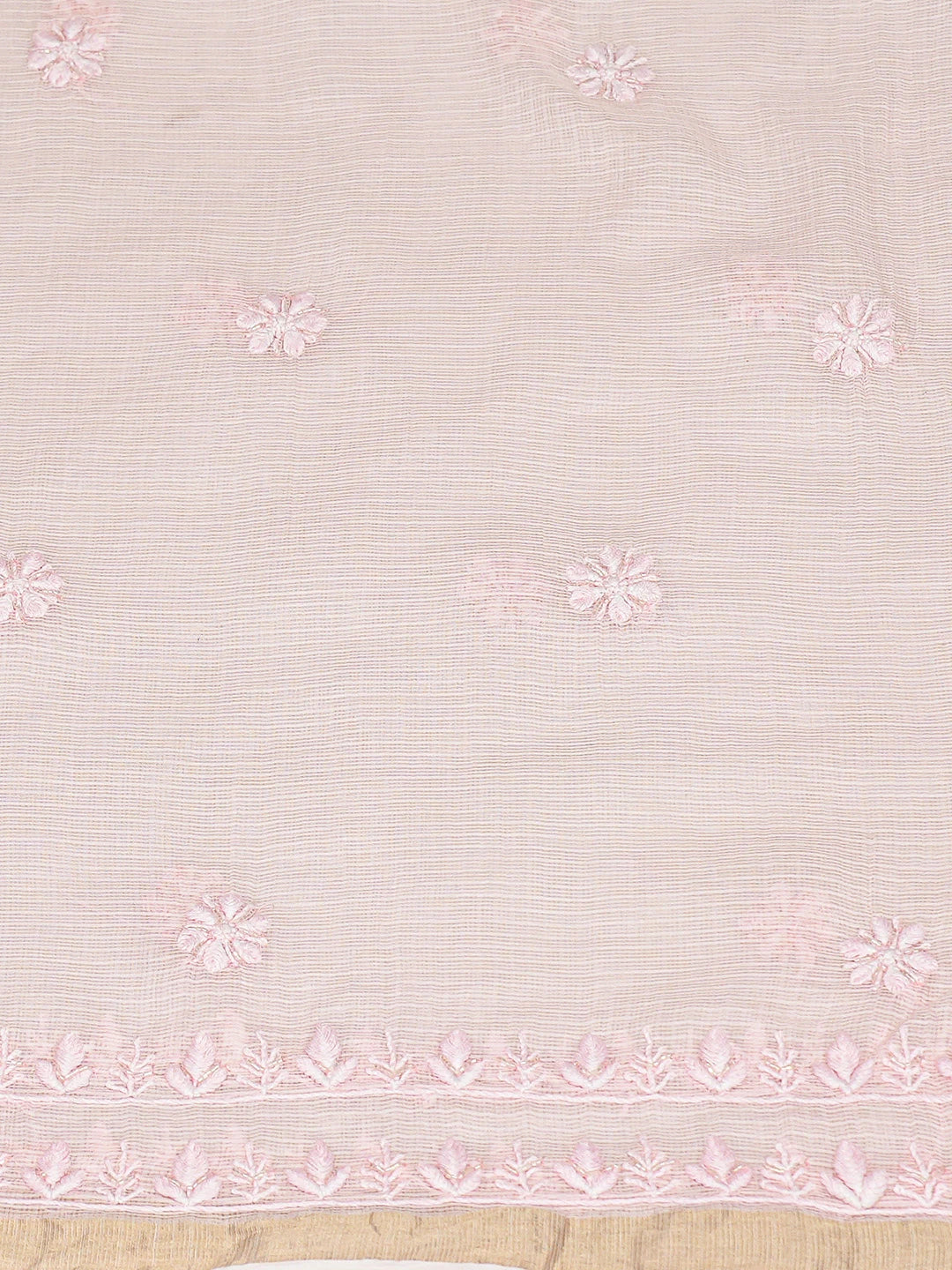 Ada Hand Embroidered Baby Pink Kota Lucknowi Chikankari Unstitched Kurta Dupatta Set With Cutdana Work 01A749510