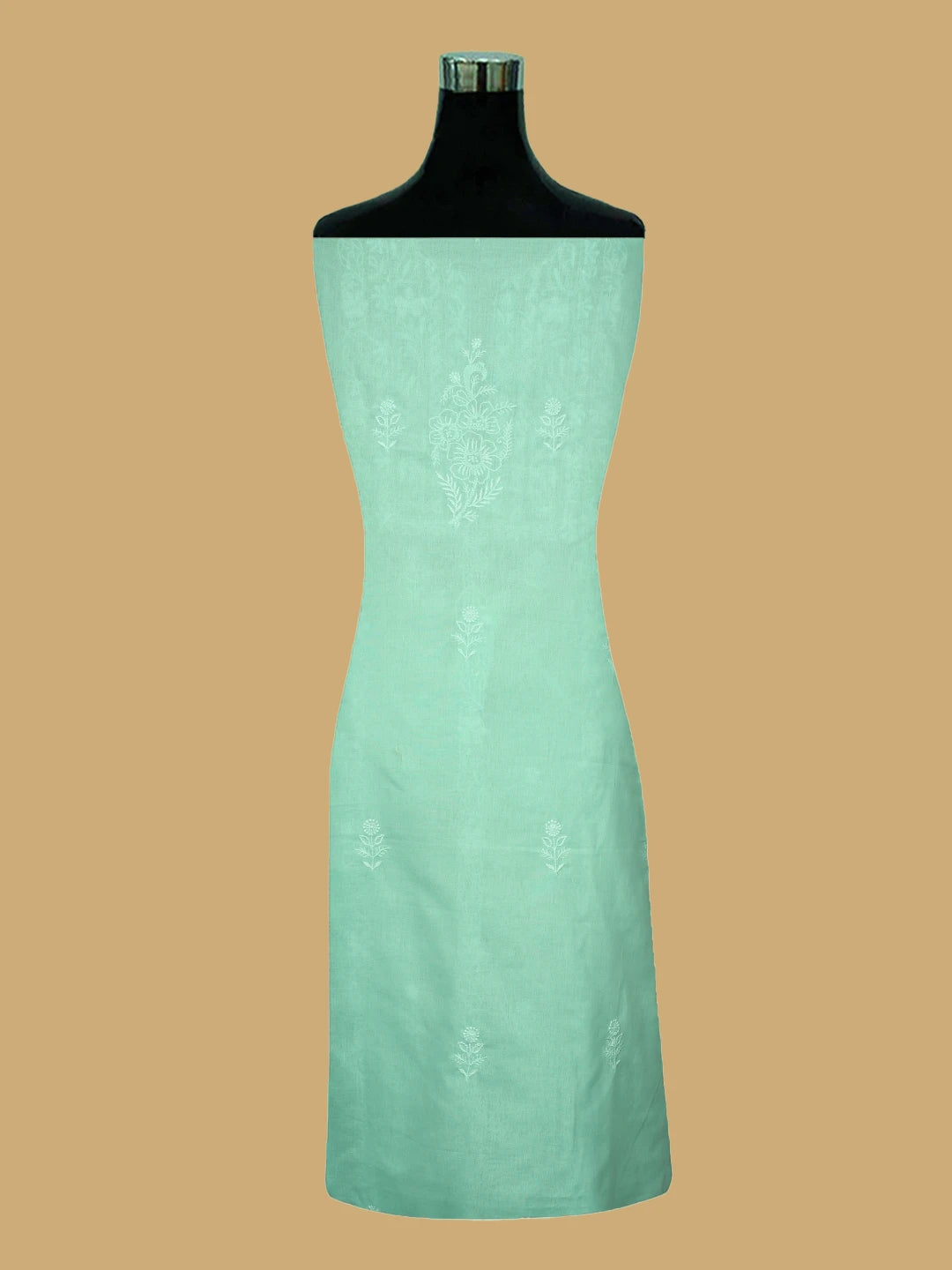 Ada Hand Embroidered Sea Green Cotton Lucknowi Chikankari Unstitched Suit Piece 01A773771