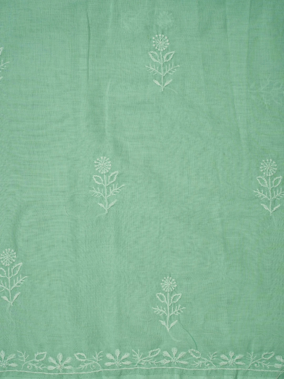 Ada Hand Embroidered Sea Green Cotton Lucknowi Chikankari Unstitched Suit Piece 01A773771