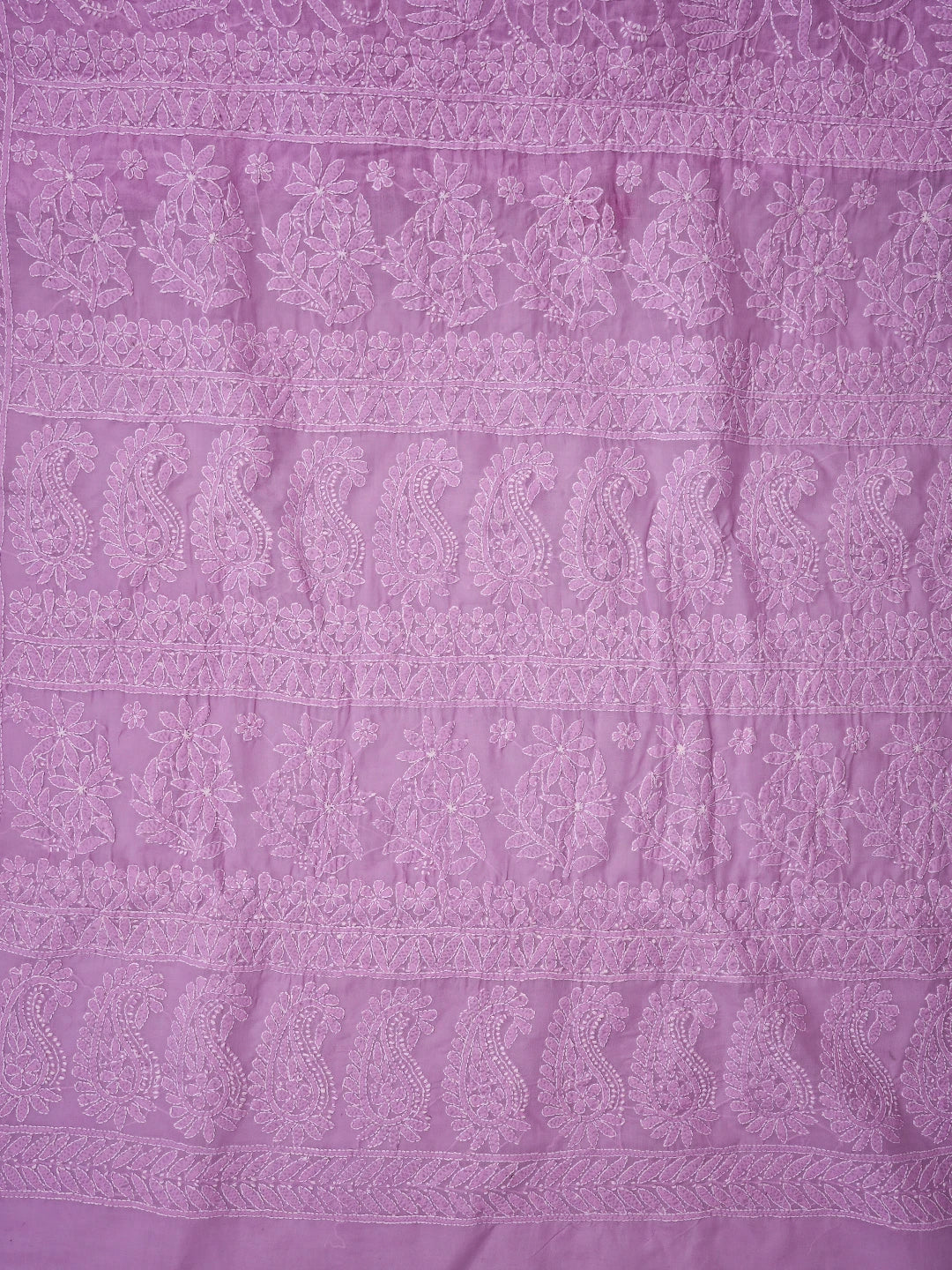 Ada Hand Embroidered Lavender Cotton Lucknowi Chikankari Saree and Blouse 01A785802