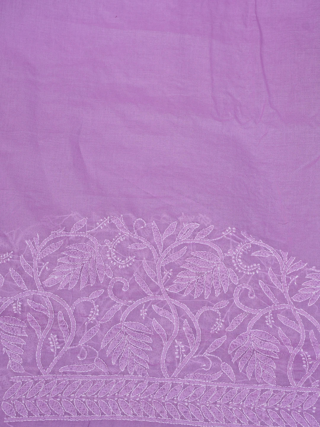Ada Hand Embroidered Lavender Cotton Lucknowi Chikankari Saree and Blouse 01A785802