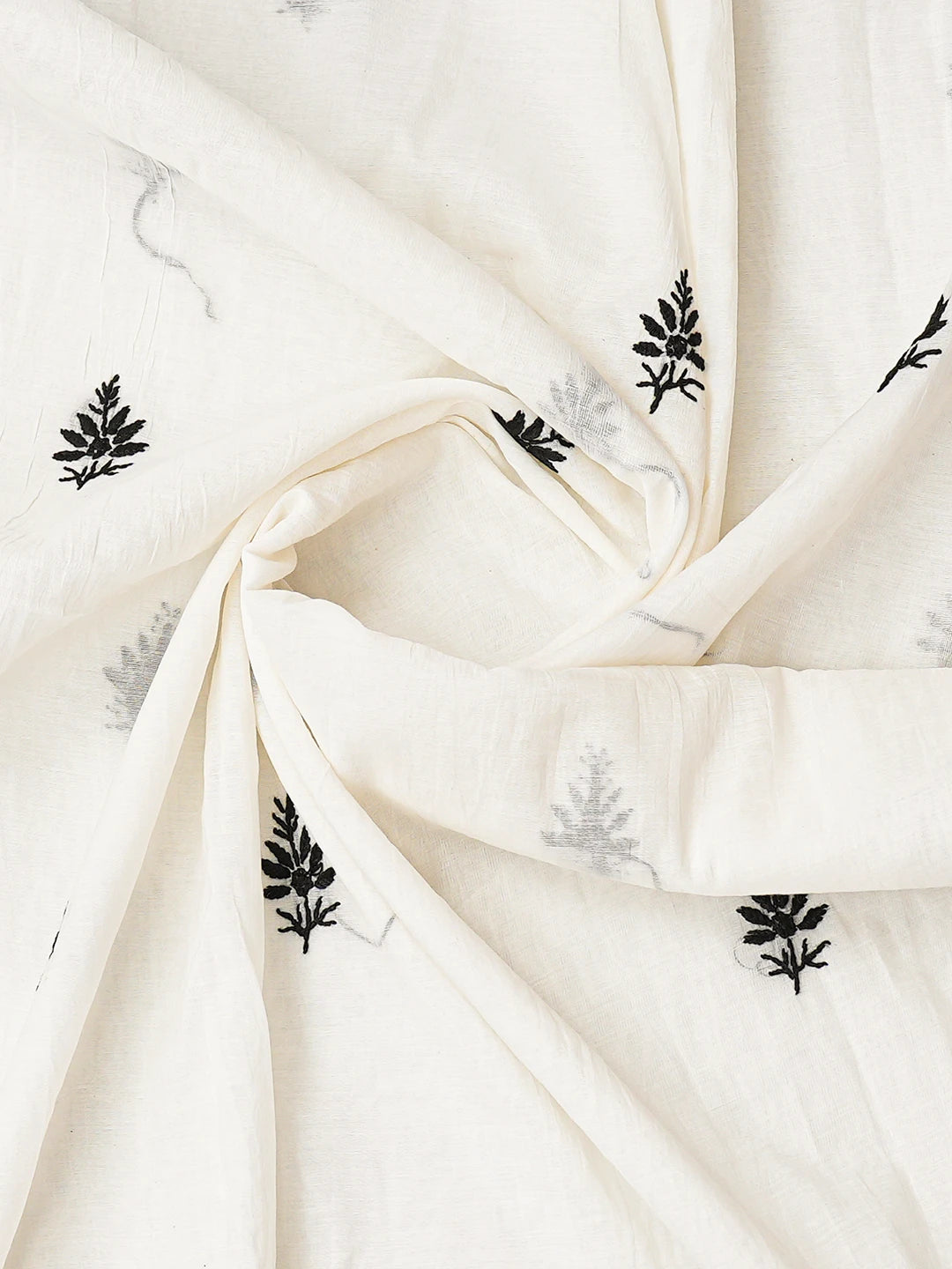Ada Hand Embroidered White Chanderi Lucknowi Chikankari Unstitched Kurta Dupatta Set 01A789497