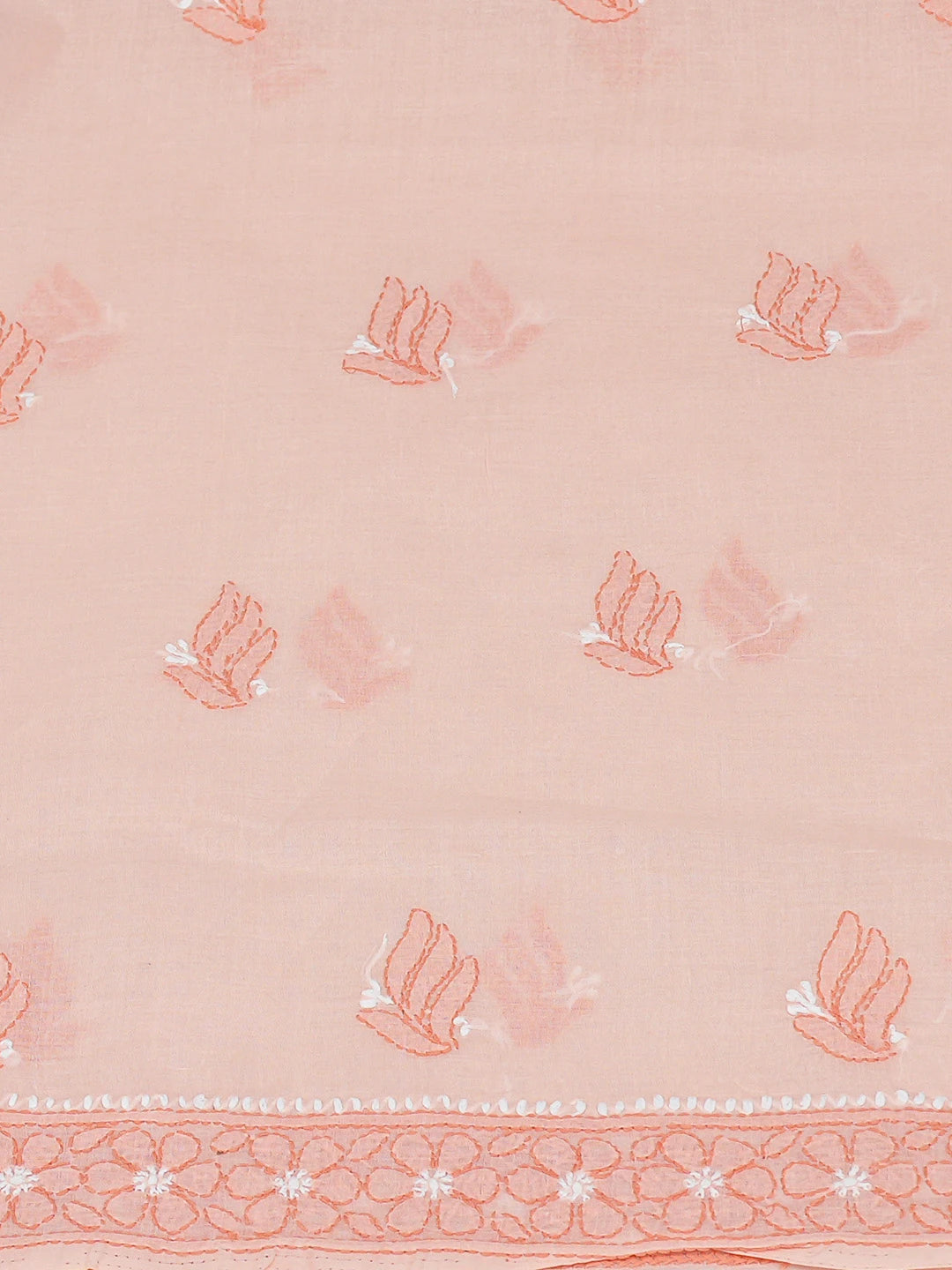Ada Hand Embroidered Peach Pink Cotton Lucknowi Chikankari Unstitched Suit Piece 01A787035