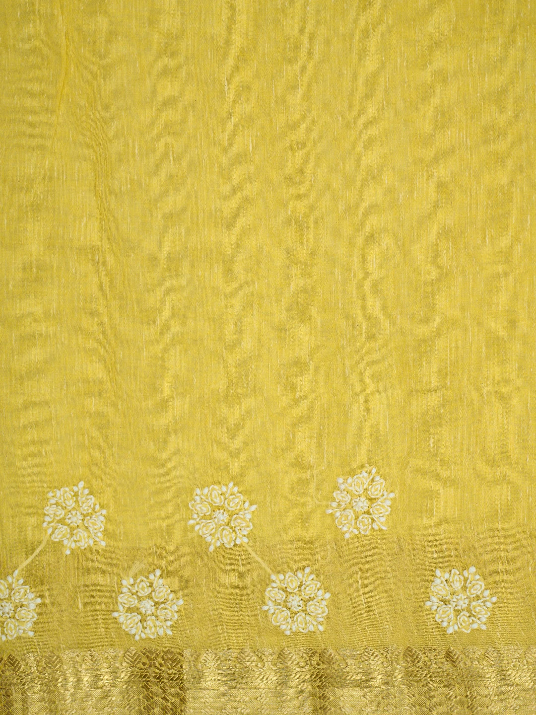 Ada Hand Embroidered Yellow Chanderi Lucknowi Chikankari Saree With Blouse 01A774097