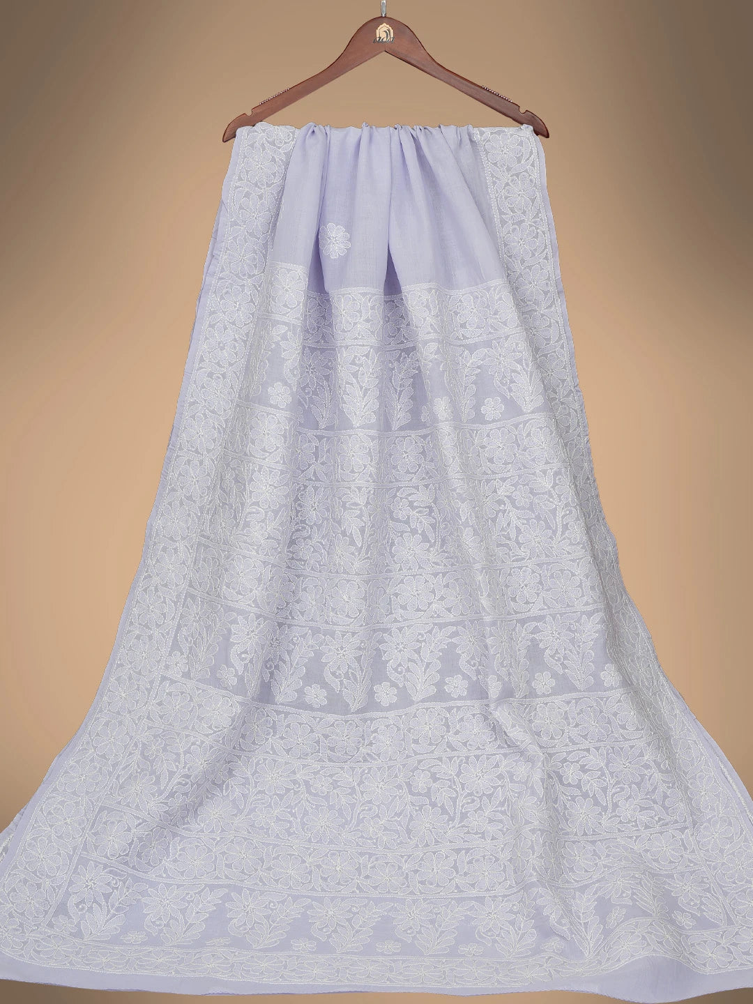Ada Hand Embroidered Mauve Cotton Lucknowi Chikankari Saree and Blouse 01A744334