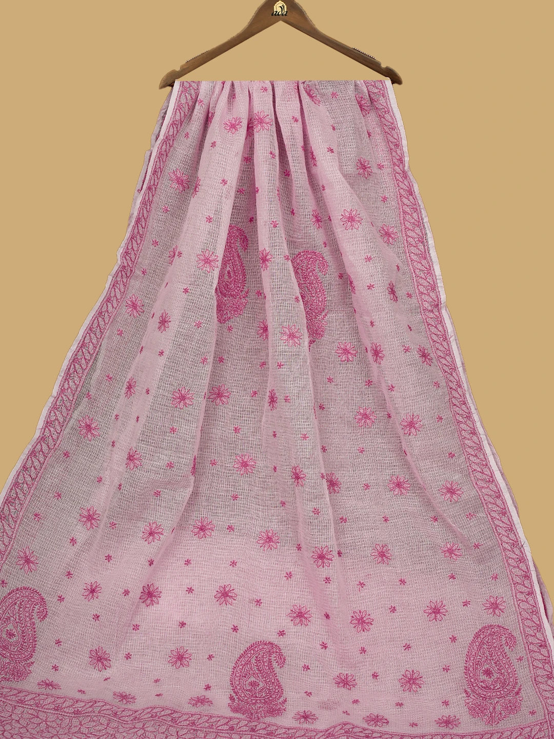 Ada Hand Embroidered Pink Kota Lucknowi Chikankari Saree and Blouse 01A778067
