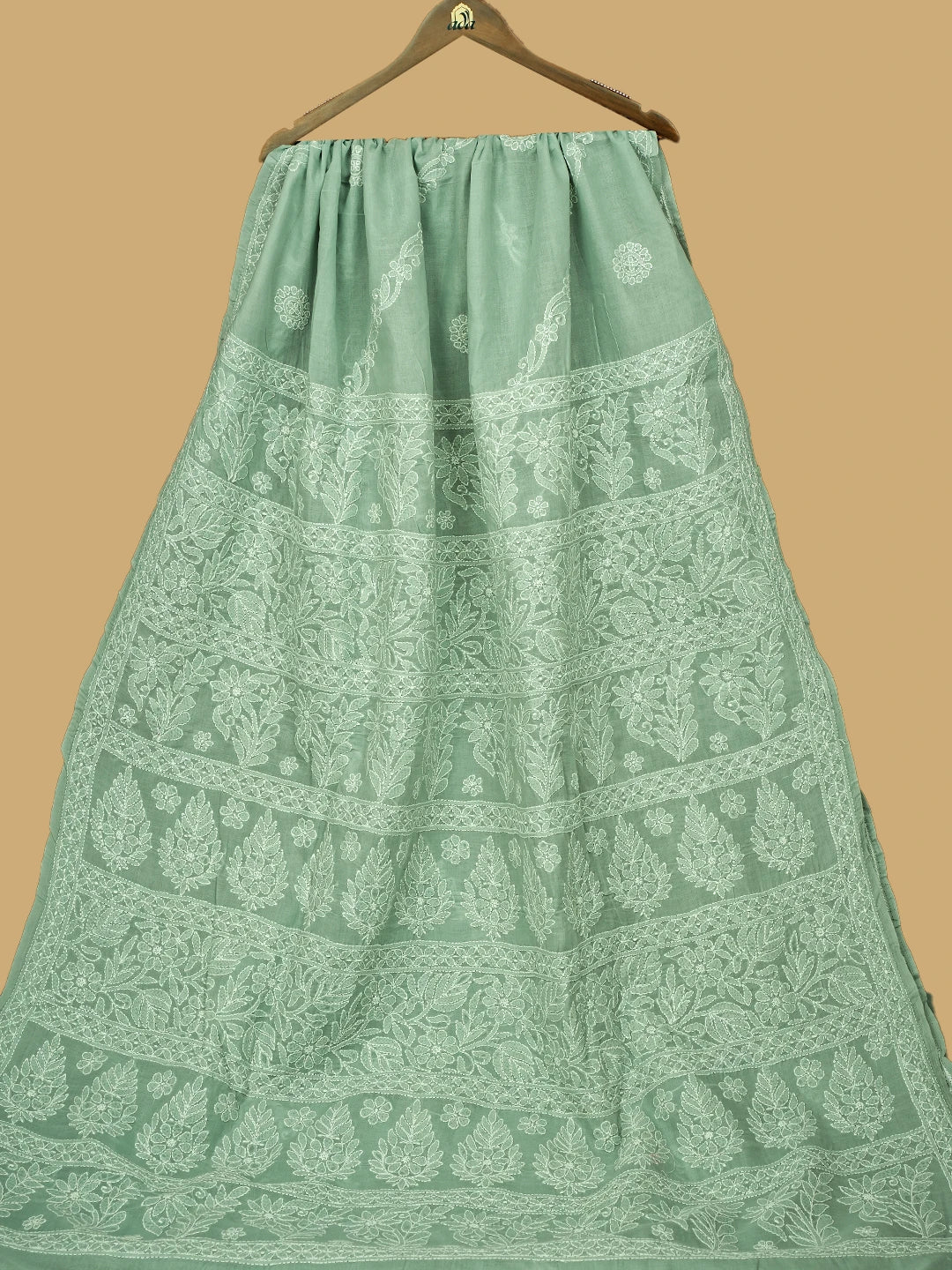Ada Hand Embroidered Grey Cotton Lucknowi Chikankari Saree and Blouse 01A777347