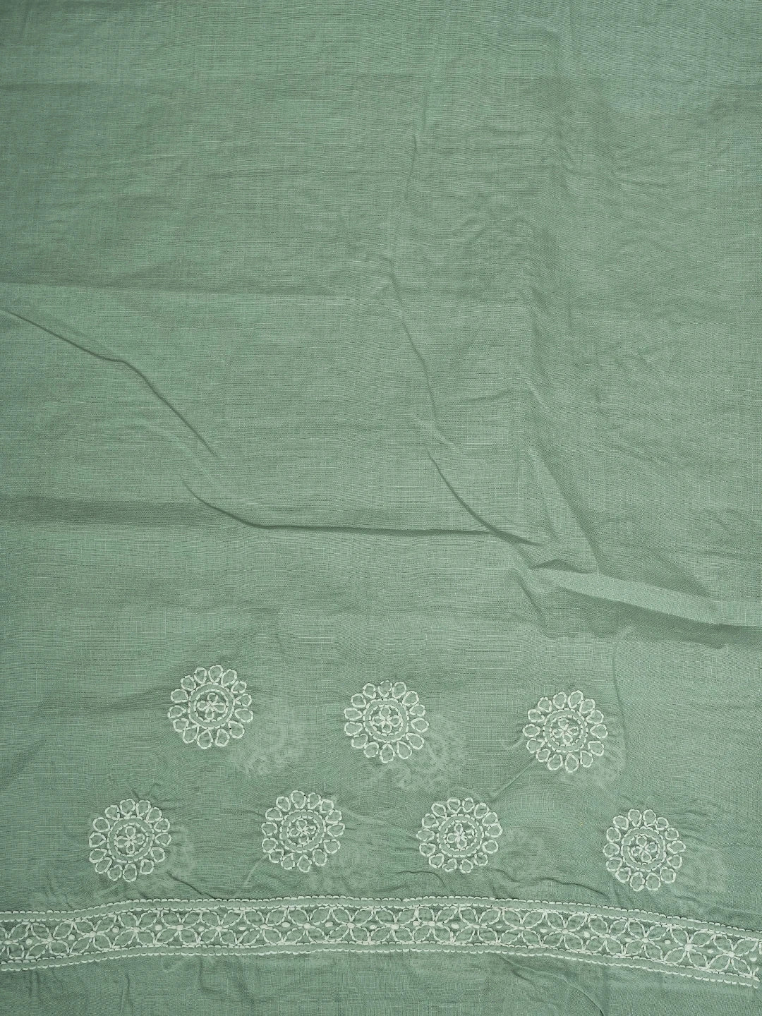 Ada Hand Embroidered Grey Cotton Lucknowi Chikankari Saree and Blouse 01A777347