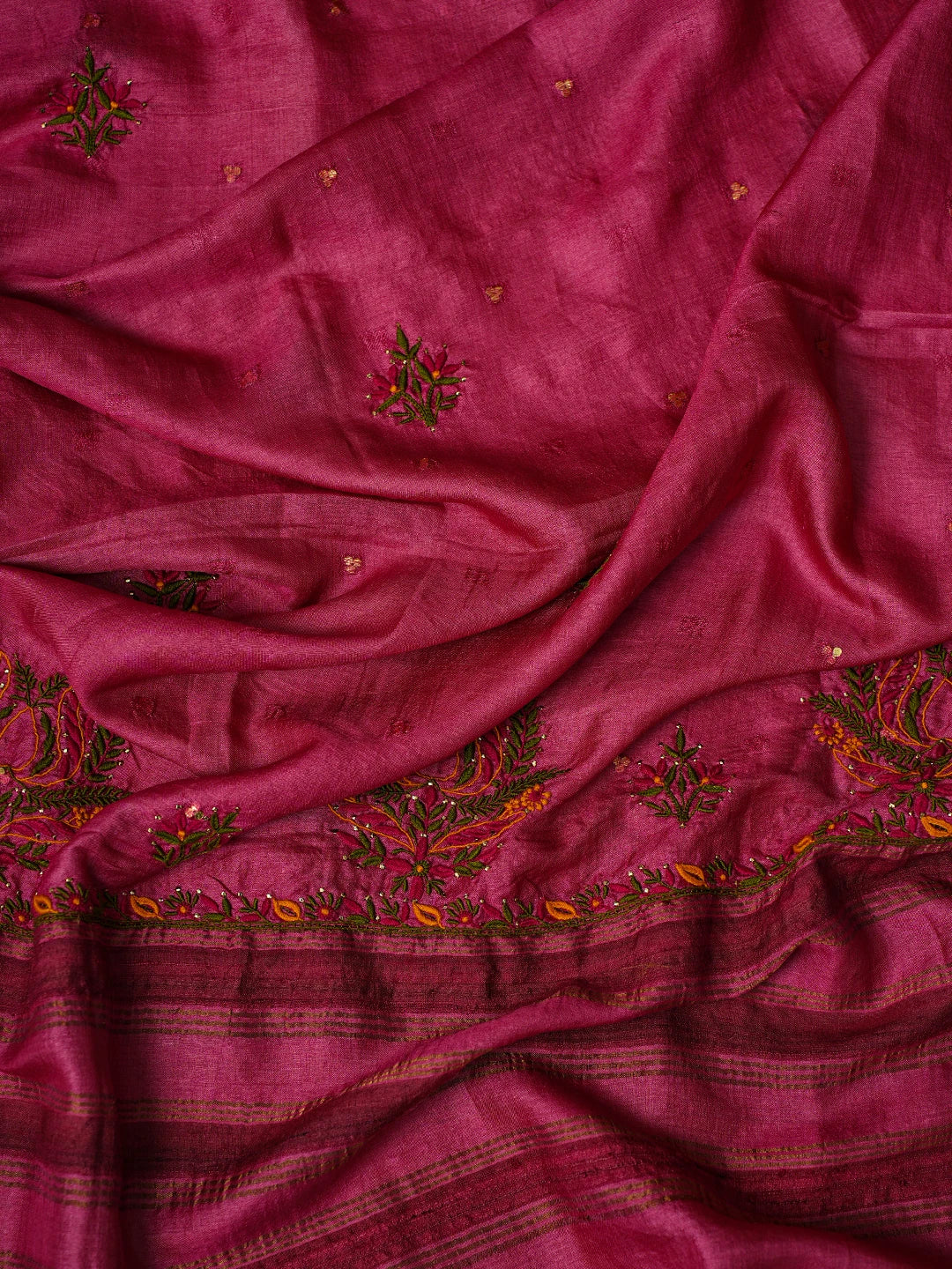 Ada Hand Embroidered Yellow Silk Lucknowi Chikankari Unstitched Suit Piece With Mukaish Work 01A589247