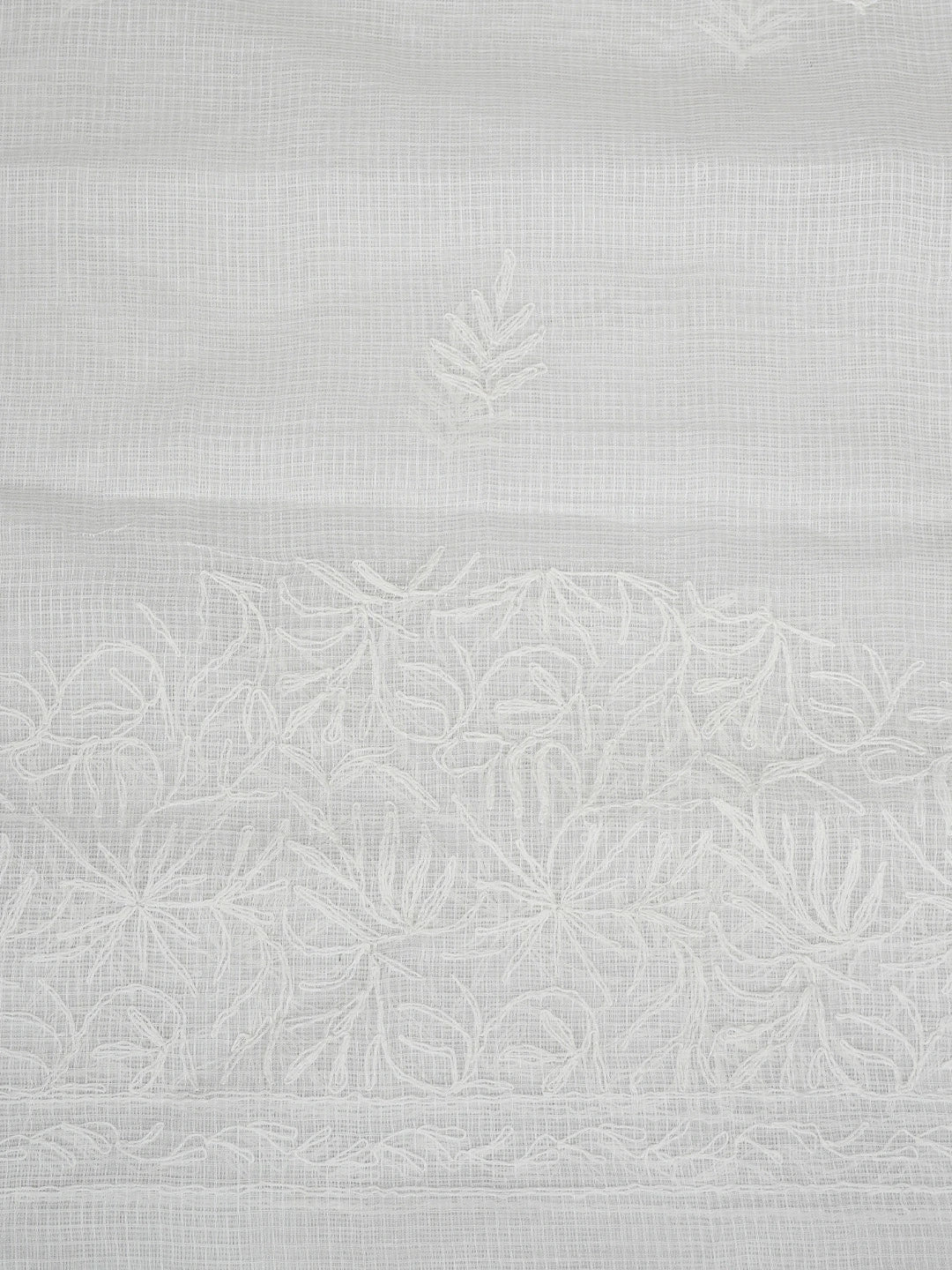 Ada Hand Embroidered White Cotton Lucknowi Chikankari Saree With Blouse 01A366089