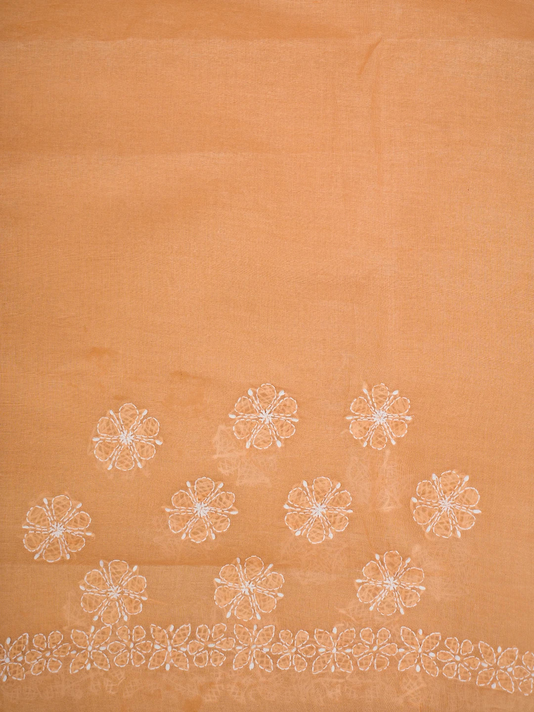 Ada Hand Embroidered Peach Cotton Lucknowi Chikankari Saree and Blouse 01A760481