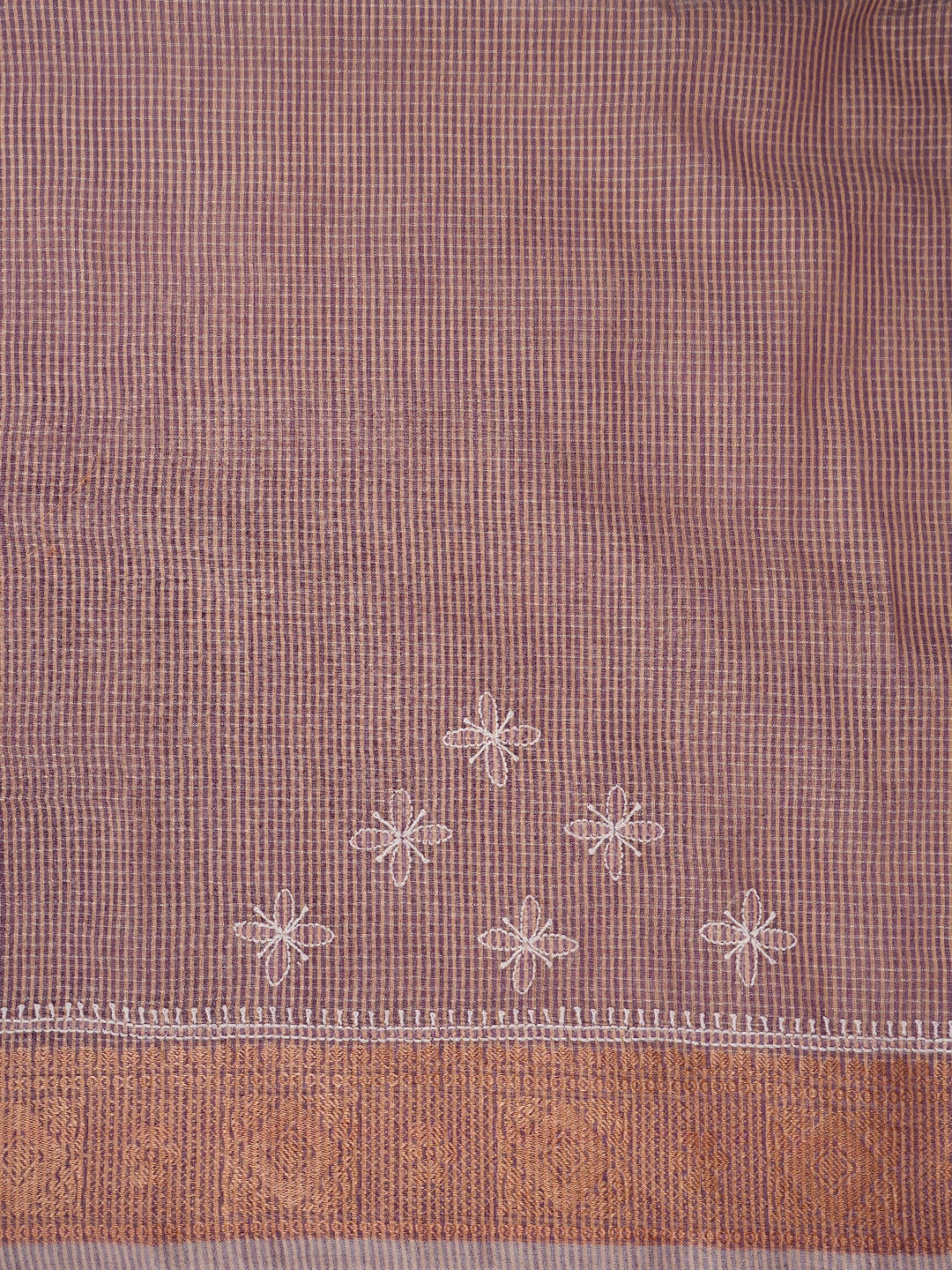 Ada Hand Embroidered Purple Chanderi Lucknowi Chikankari Saree With Blouse 01A776505