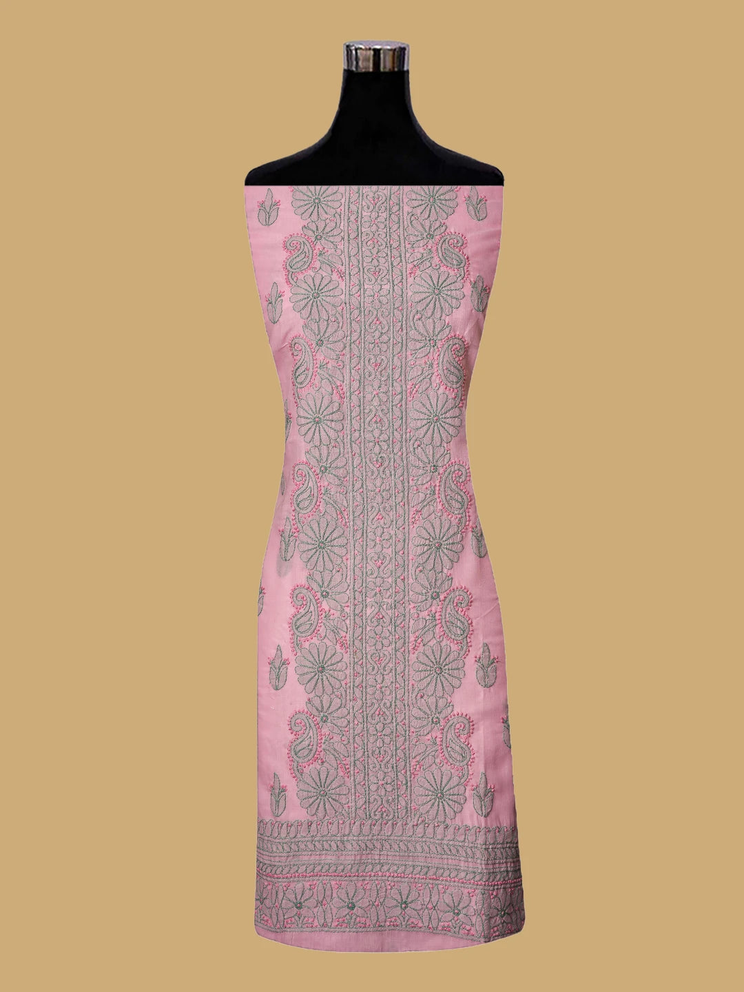 Ada Hand Embroidered Pink Cotton Lucknowi Chikankari Unstitched Suit Piece 01A659726