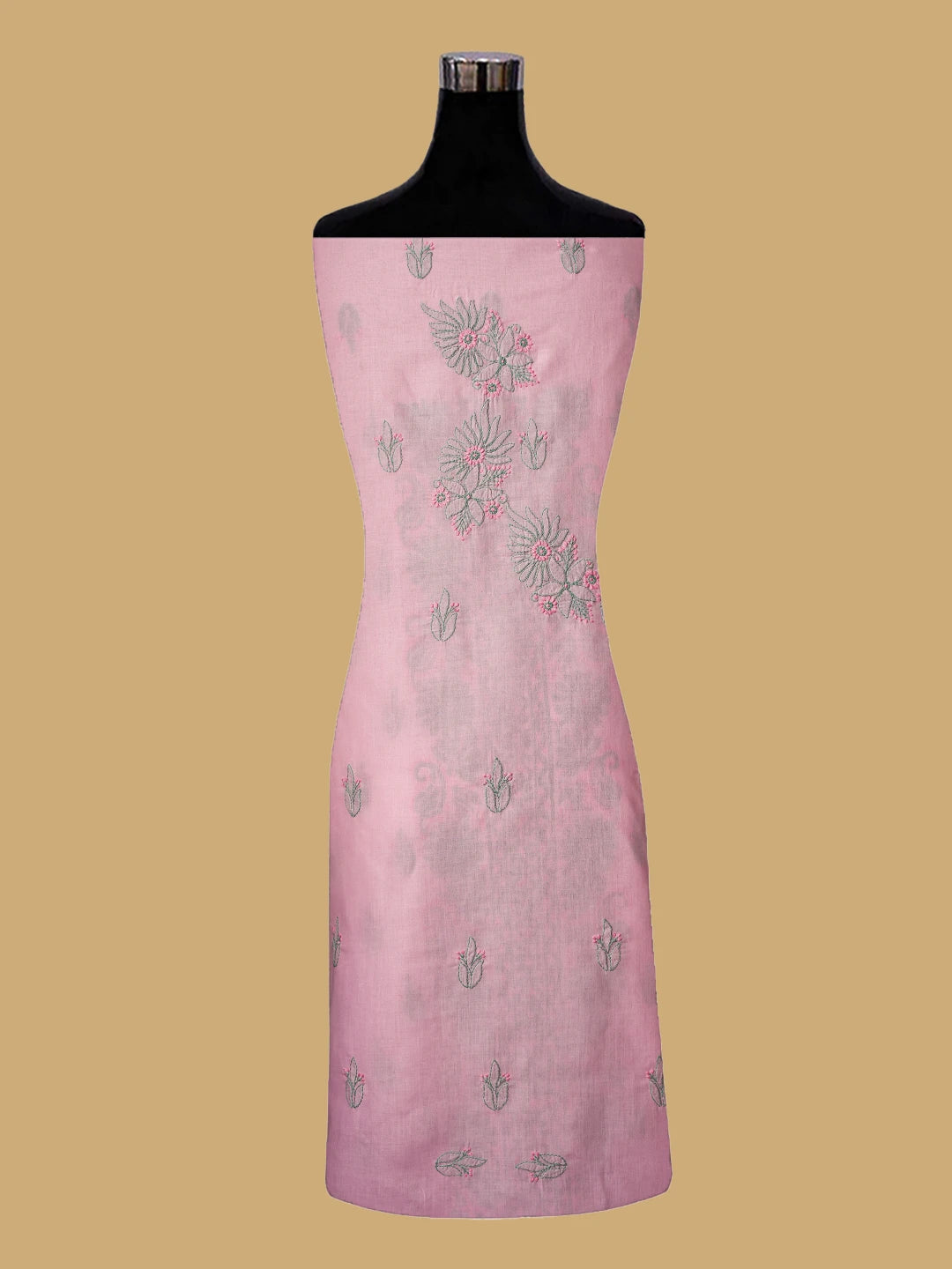 Ada Hand Embroidered Pink Cotton Lucknowi Chikankari Unstitched Suit Piece 01A659726
