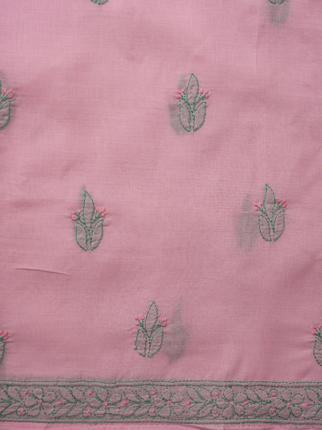 Ada Hand Embroidered Pink Cotton Lucknowi Chikankari Unstitched Suit Piece 01A659726