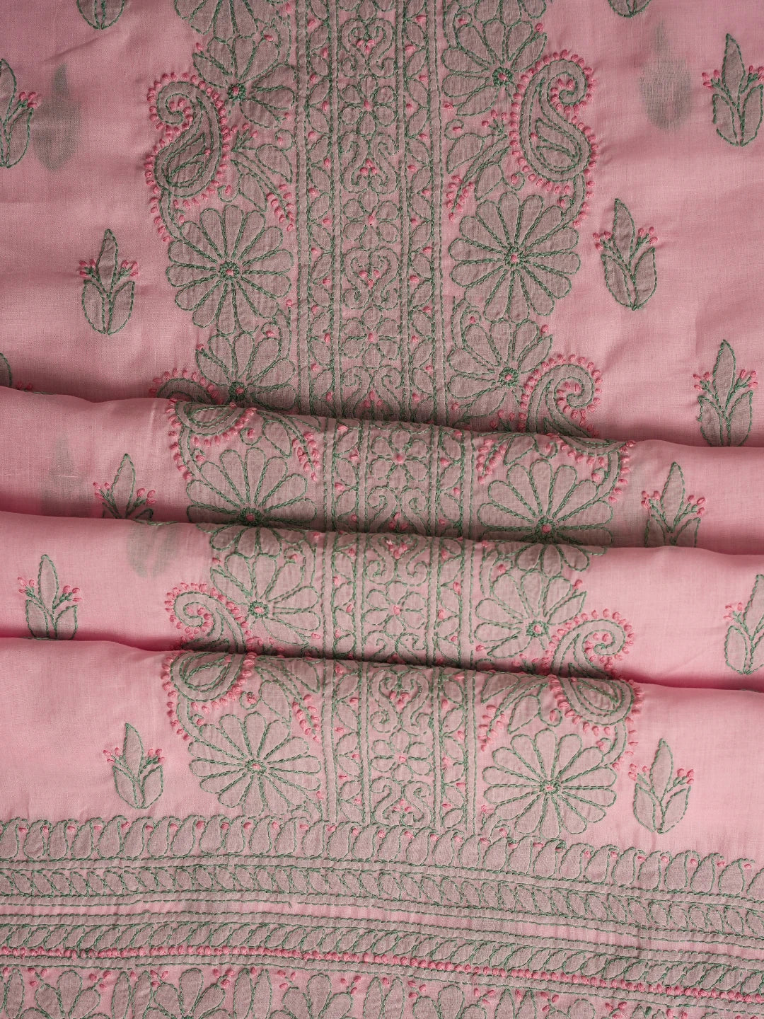 Ada Hand Embroidered Pink Cotton Lucknowi Chikankari Unstitched Suit Piece 01A659726