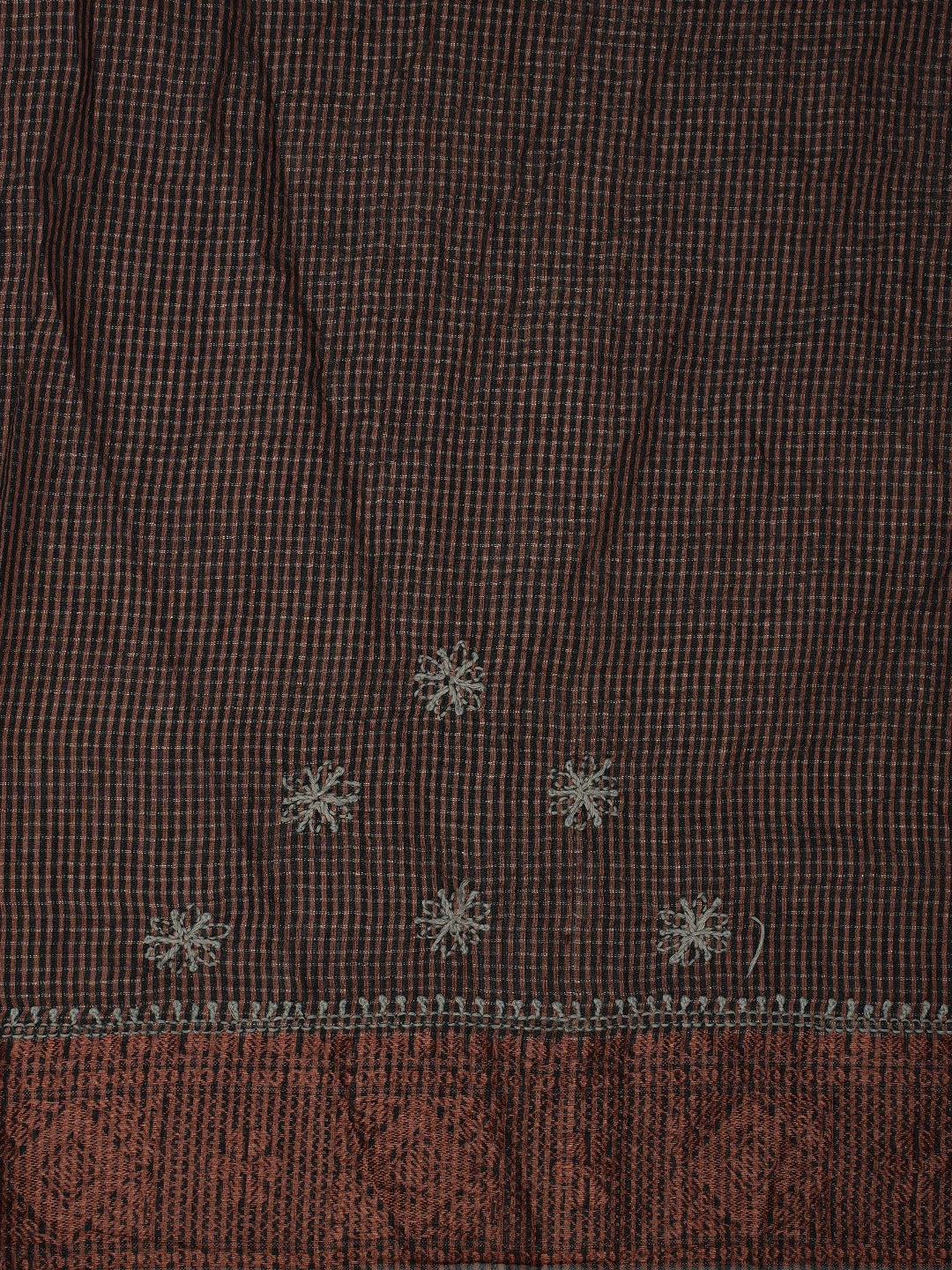 Ada Hand Embroidered Grey Chanderi Lucknowi Chikankari Saree With Blouse 01A776736