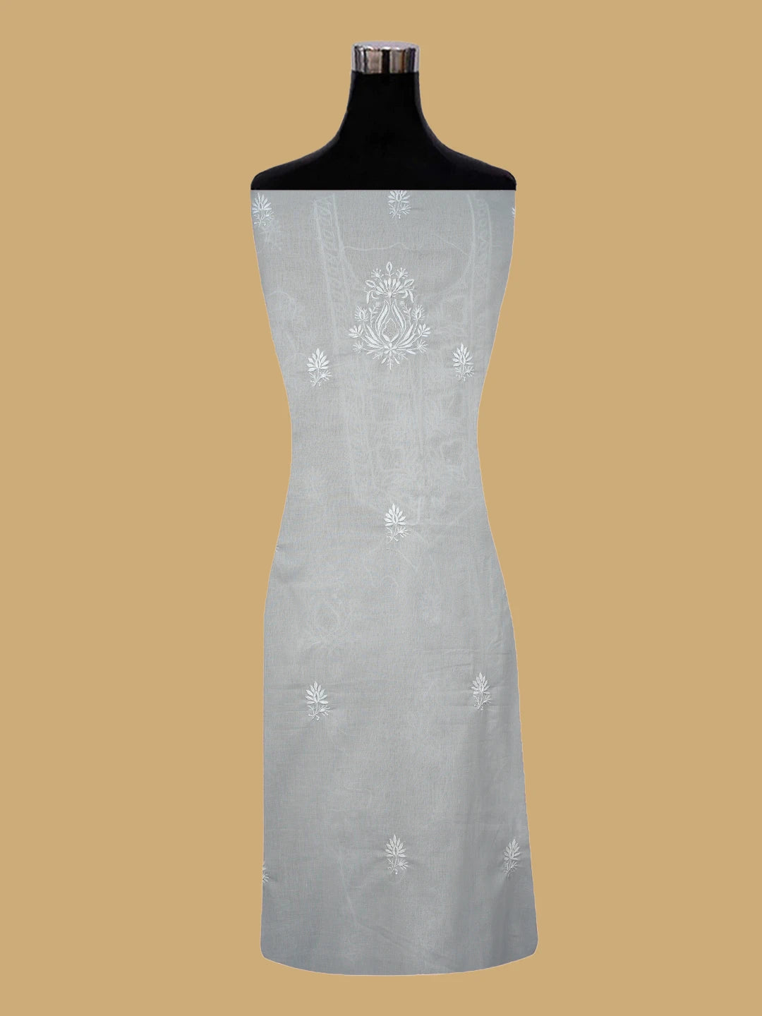 Ada Hand Embroidered Grey Cotton Lucknowi Chikankari Unstitched Suit Piece 01A773705
