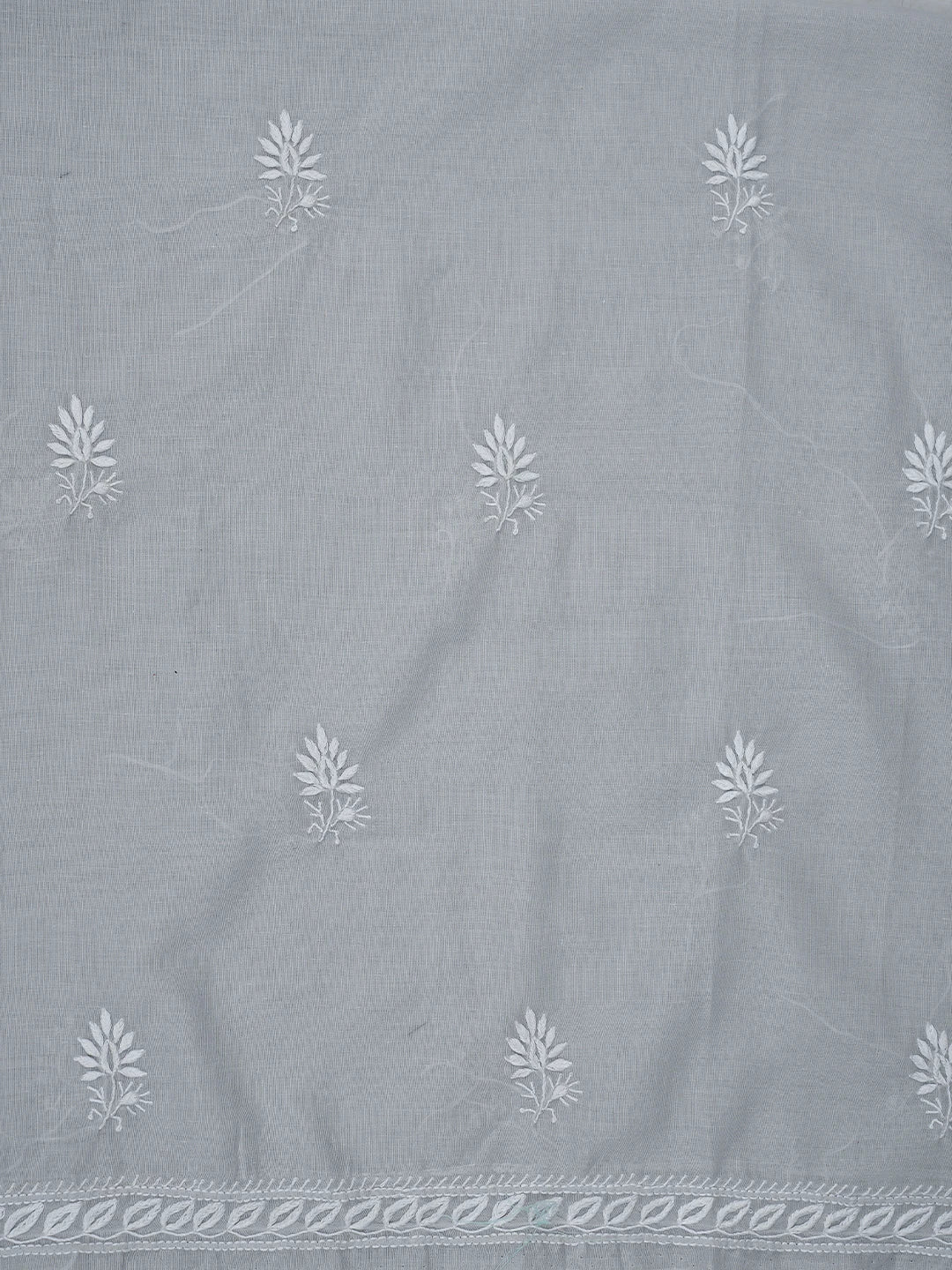 Ada Hand Embroidered Grey Cotton Lucknowi Chikankari Unstitched Suit Piece 01A773705