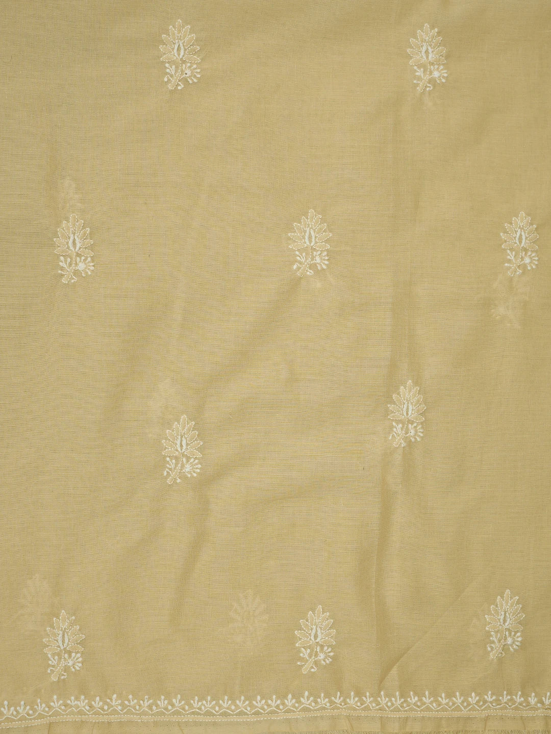 Ada Hand Embroidered Fawn Cotton Lucknowi Chikankari Unstitched Suit Piece 01A773520