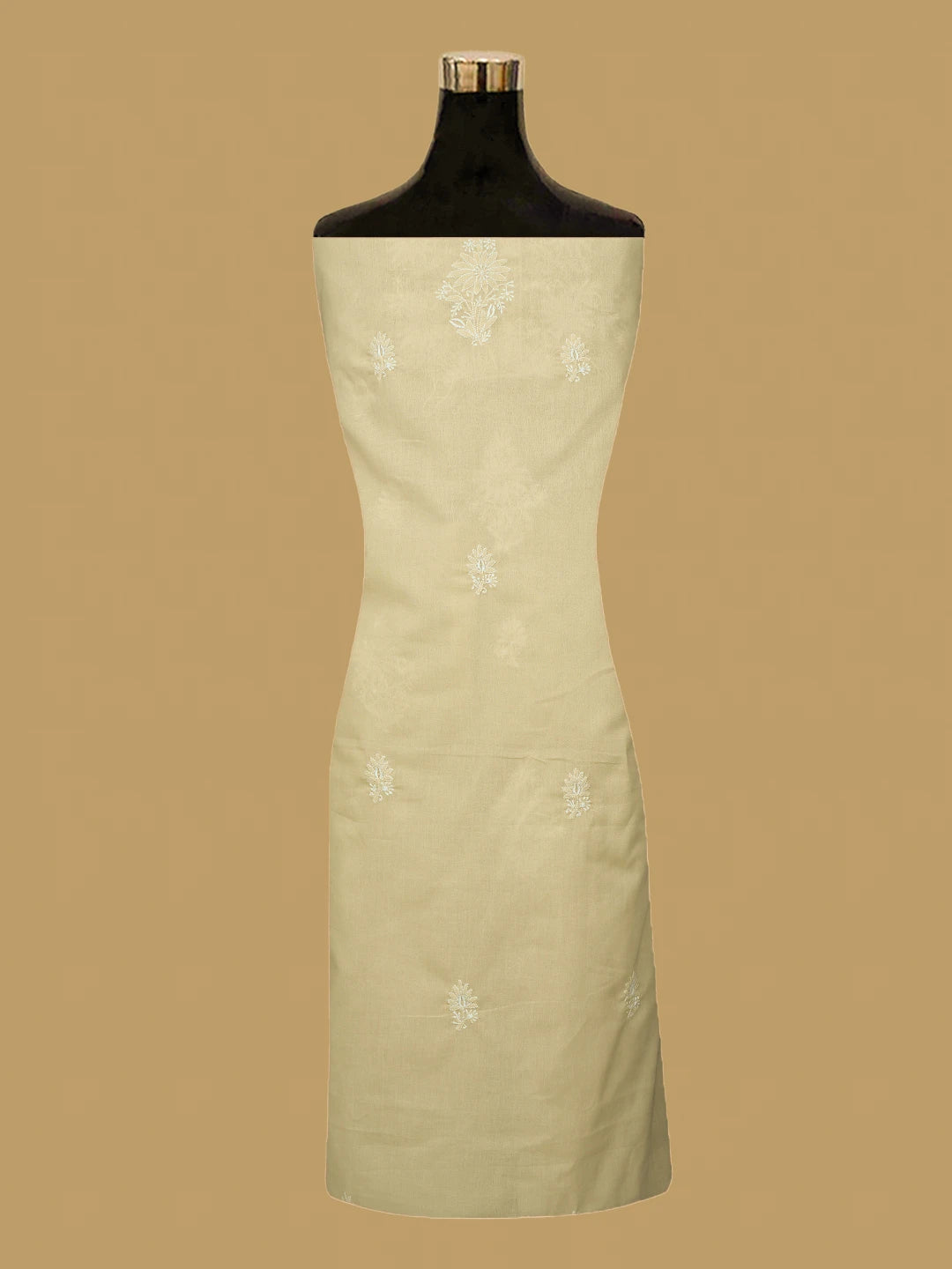Ada Hand Embroidered Fawn Cotton Lucknowi Chikankari Unstitched Suit Piece 01A773520