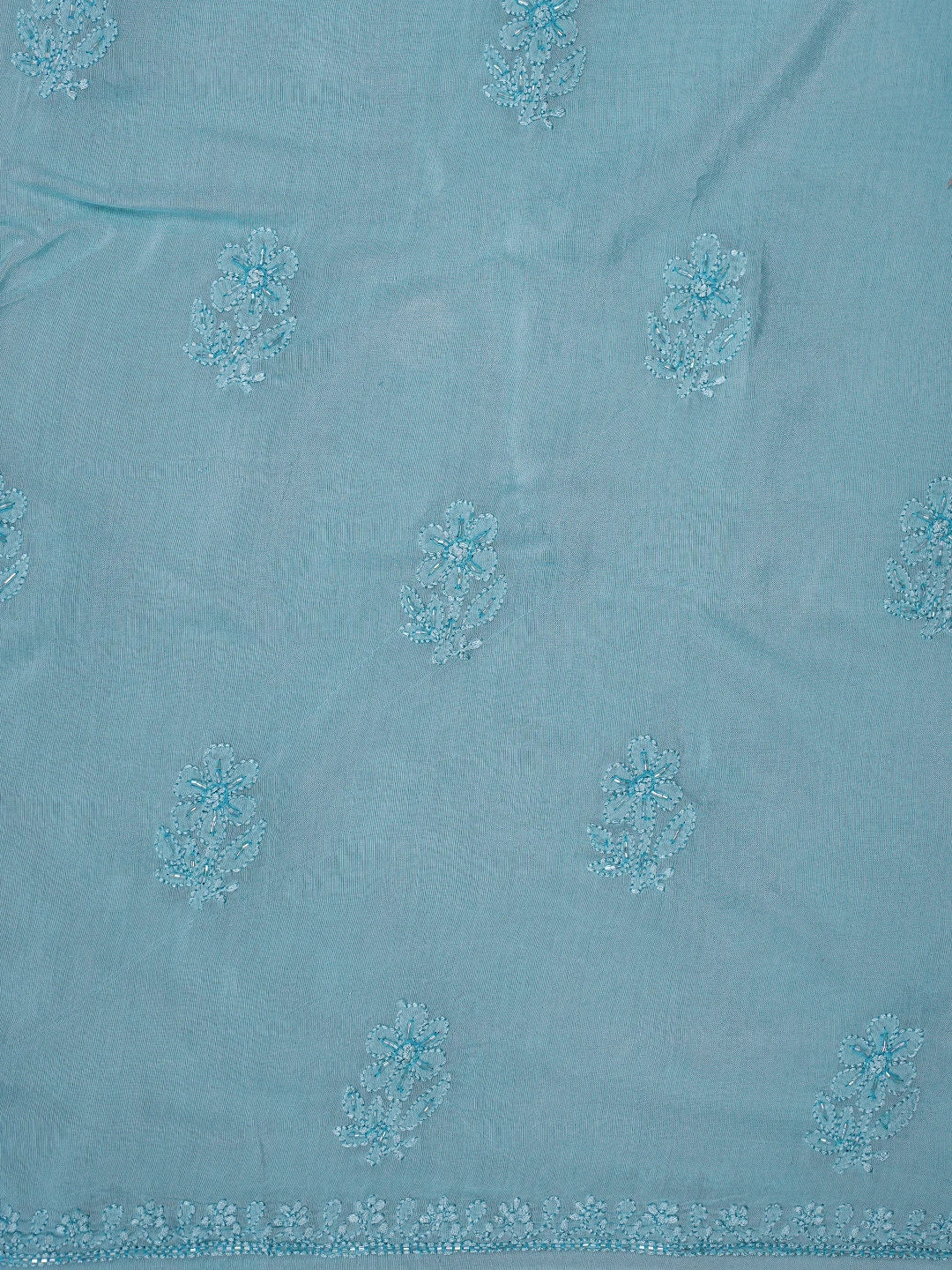 Ada Hand Embroidered Sky Blue Muslin Lucknowi Chikankari Unstitched Suit Piece With Cutdana Work 01A788653