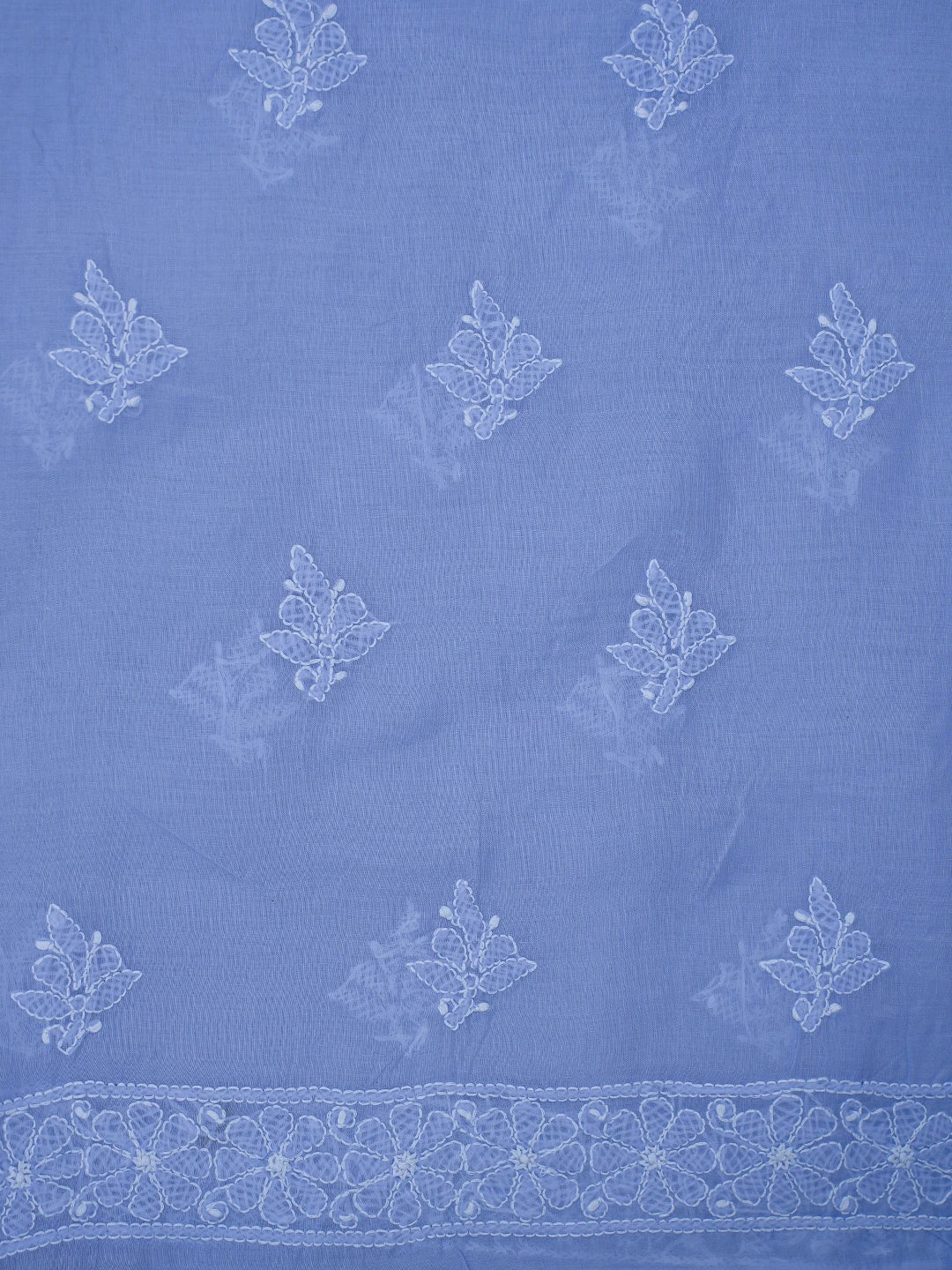 Ada Hand Embroidered Ink Blue Cotton Lucknowi Chikankari Unstitched Suit Piece 01A785234