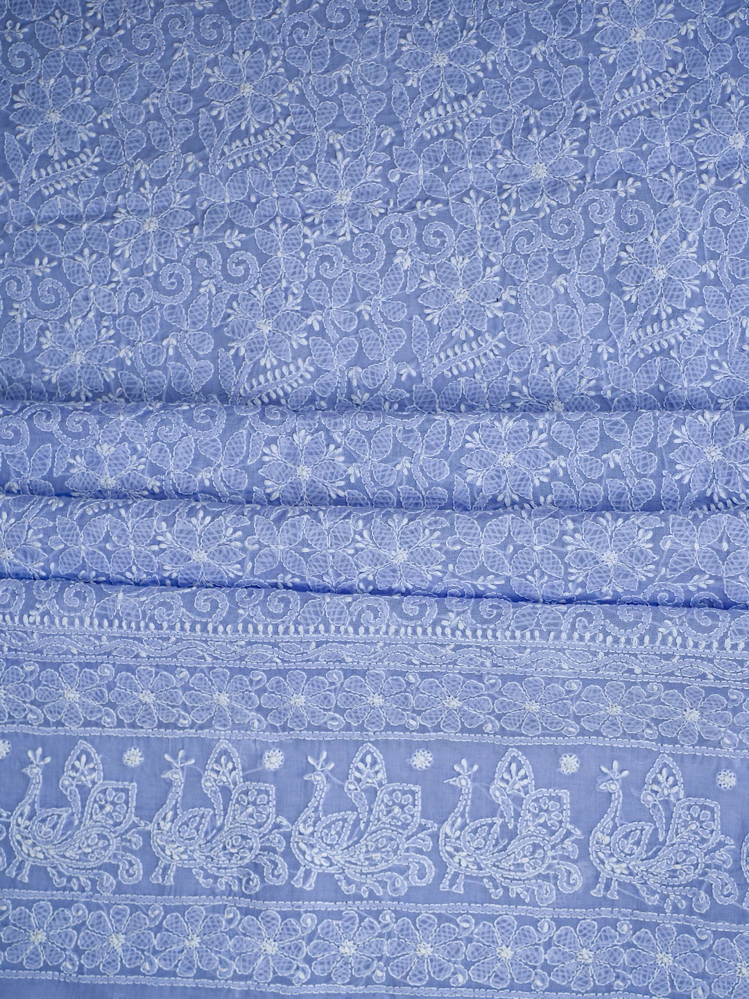 Ada Hand Embroidered Ink Blue Cotton Lucknowi Chikankari Unstitched Suit Piece 01A785234
