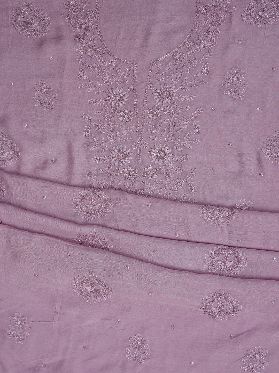 Ada Hand Embroidered Mauve Muslin Lucknowi Chikankari Unstitched Suit Piece With Cutdana Work 01A788672