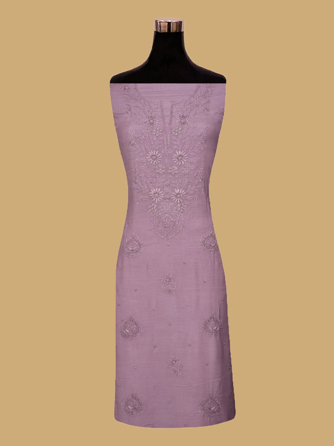 Ada Hand Embroidered Mauve Muslin Lucknowi Chikankari Unstitched Suit Piece With Cutdana Work 01A788672