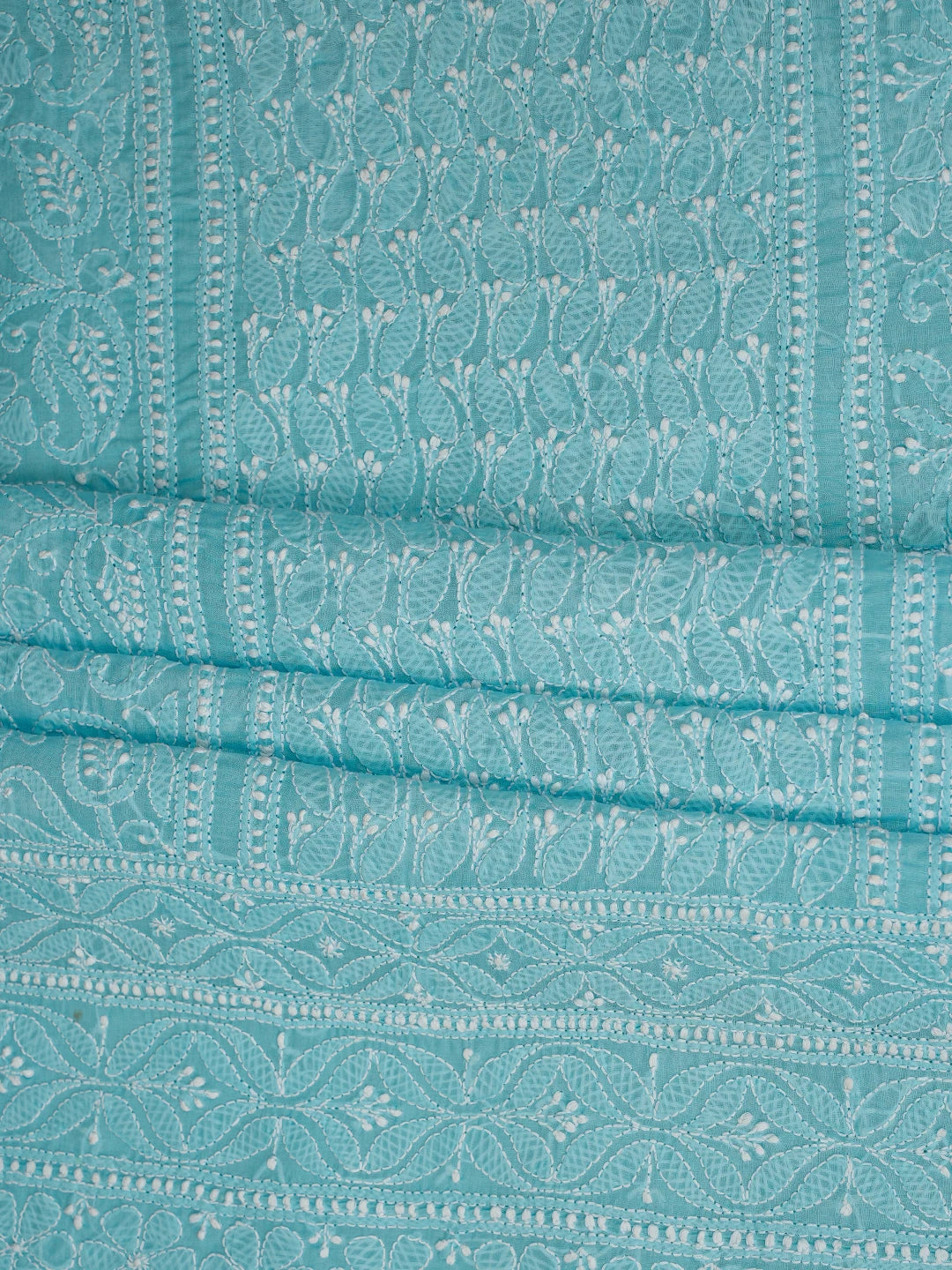 Ada Hand Embroidered Sky Blue Cotton Lucknowi Chikankari Unstitched Suit Piece 01A785238